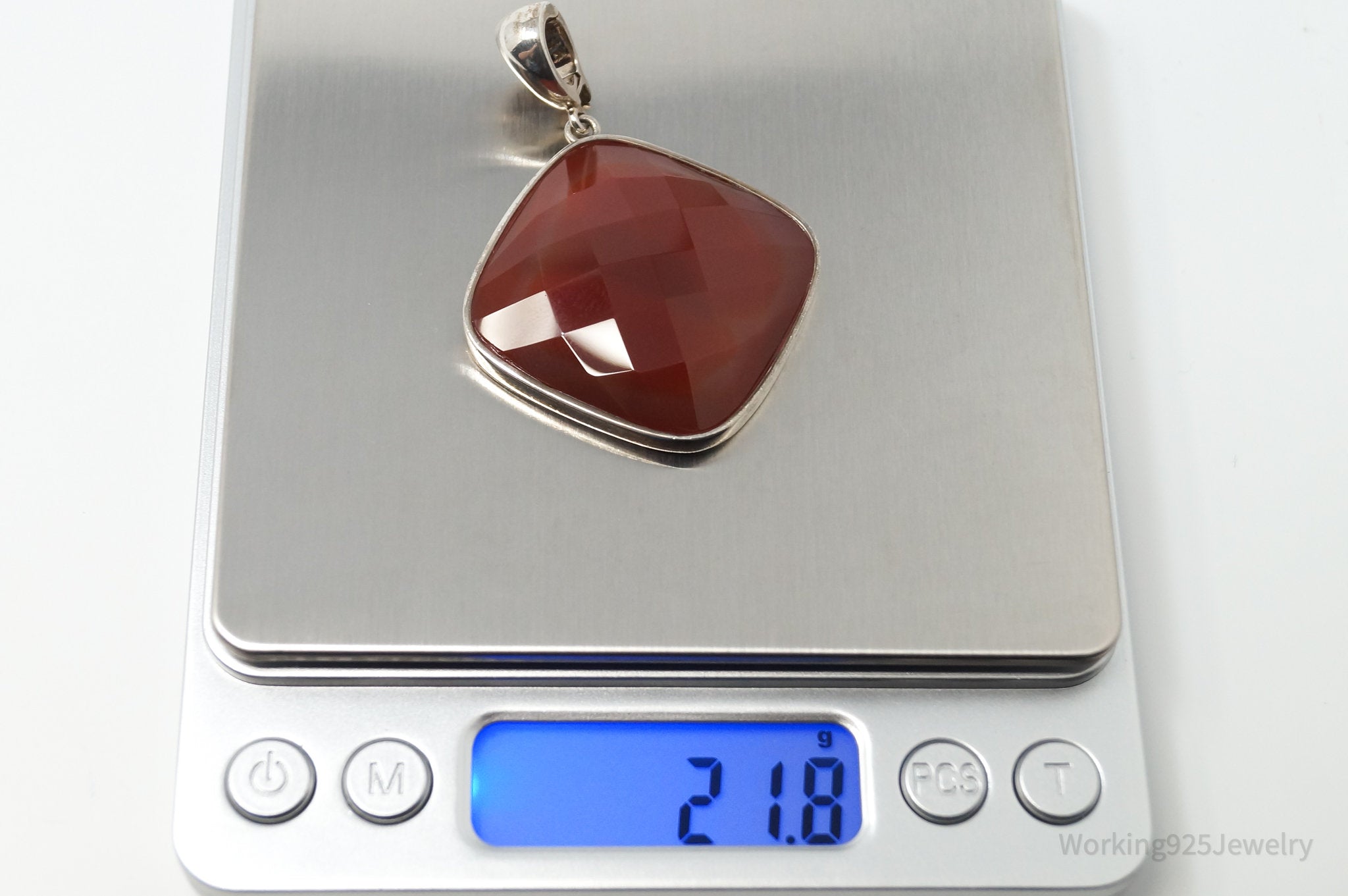 Vintage Designer Whitney Kelly Large Carnelian Sterling Silver Necklace Pendant | Jewelry > Necklaces > Pendants | Wiccan Center
