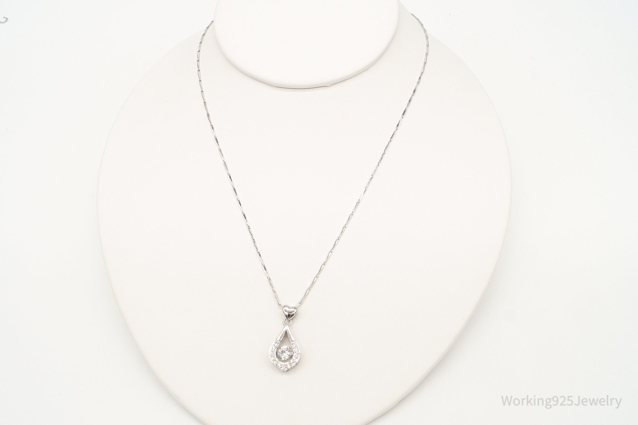 Vintage Cubic Zirconia Art Deco Sterling Silver Necklace | Jewelry > Necklaces > Pendants | Wiccan Center