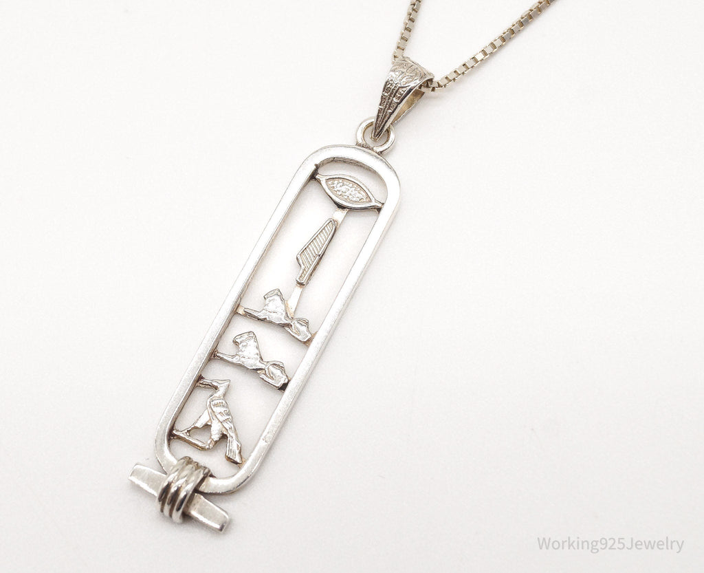 Vintage Large Egyptian Cartouche Sterling Silver Necklace | Jewelry > Necklaces > Pendants | Wiccan Center
