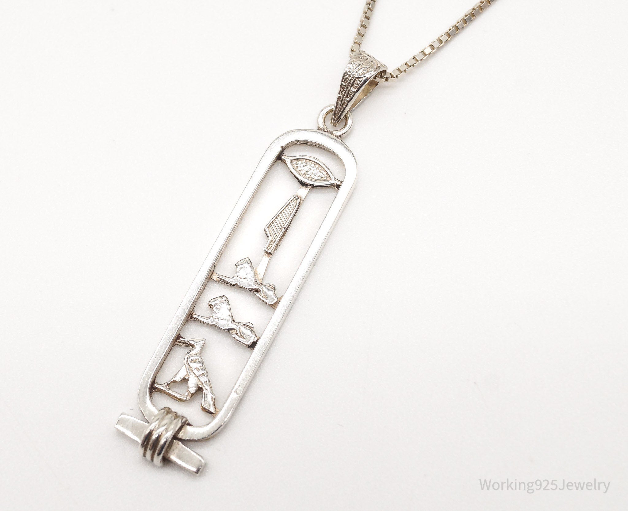 Vintage Large Egyptian Cartouche Sterling Silver Necklace | Jewelry > Necklaces > Pendants | Wiccan Center