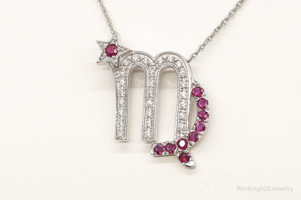 Ruby Cubic Zirconia Scorpio Sterling Silver Necklace | Jewelry > Necklaces > Pendants | Wiccan Center