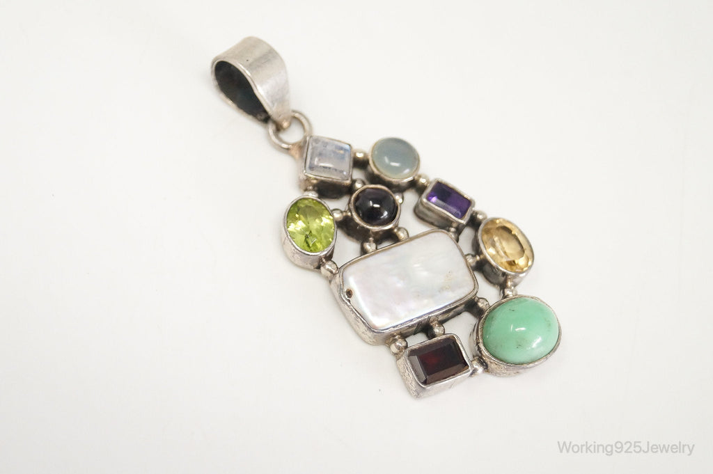 Vintage Multi Gem Sterling Silver Necklace Pendant | Jewelry > Necklaces > Pendants | Wiccan Center