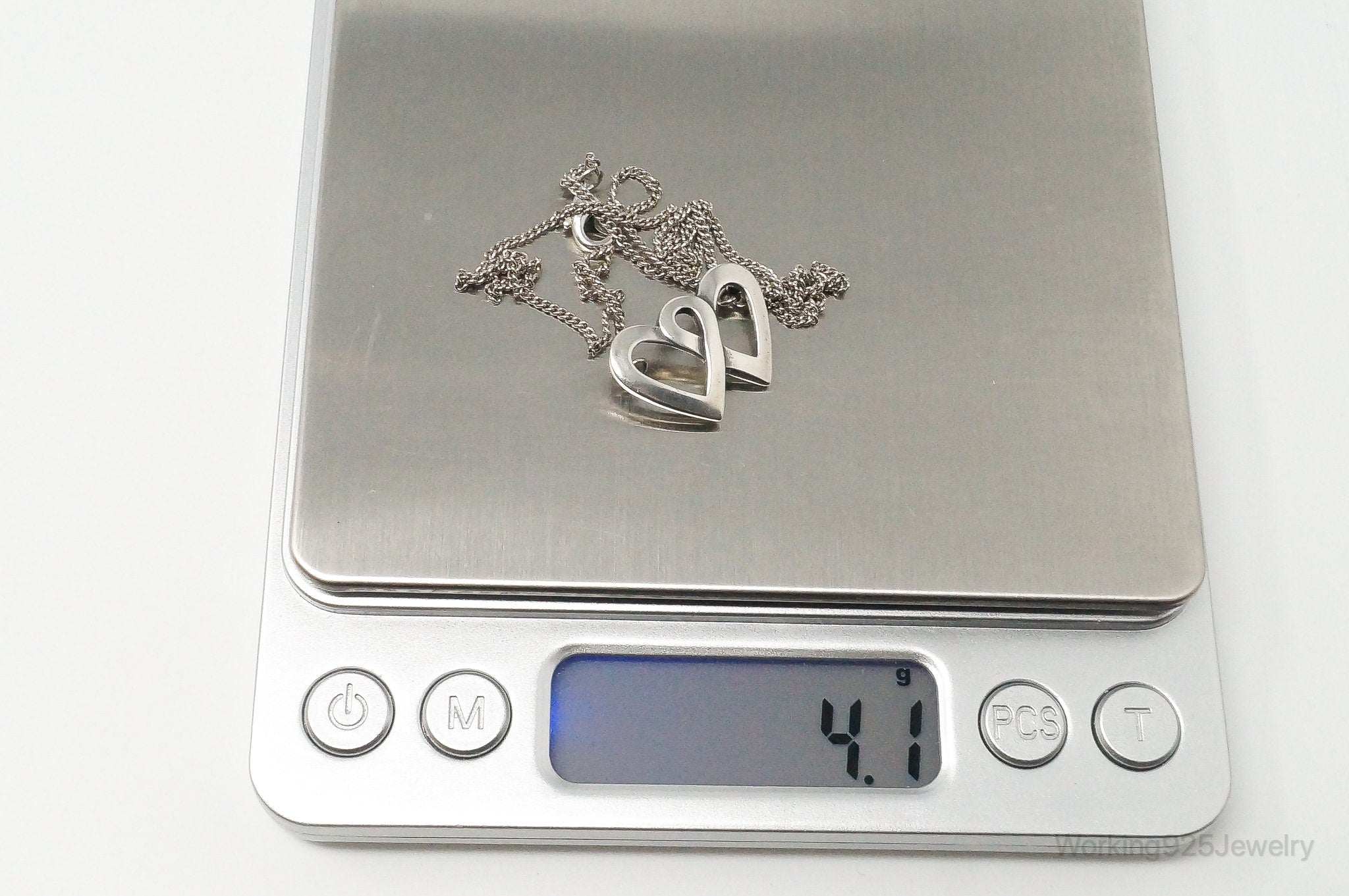 Vintage Linked Open Hearts Sterling Silver Necklace | Jewelry > Necklaces > Pendants | Wiccan Center