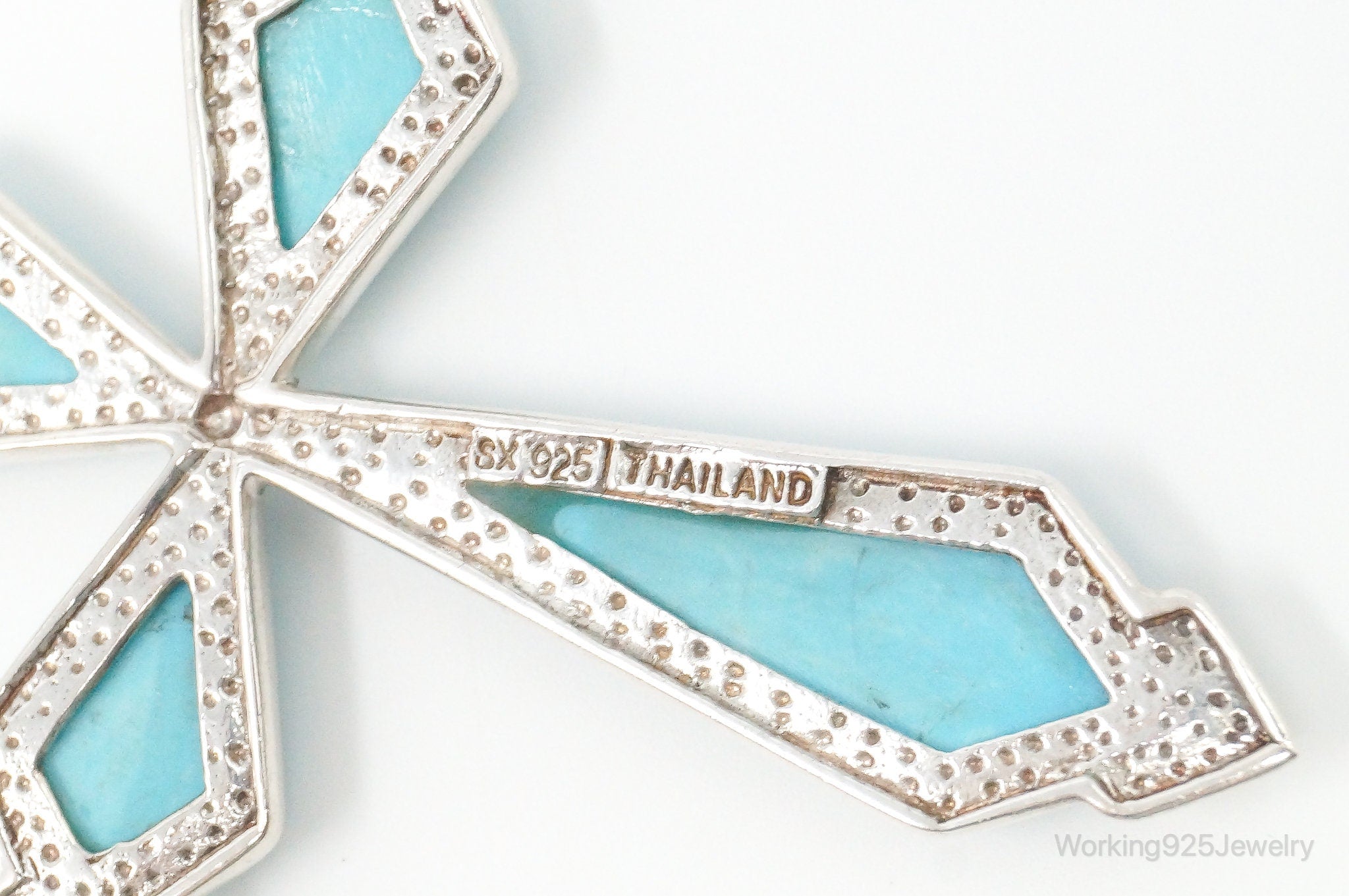 Large Designer SX Turquoise Sterling Silver Southwestern Necklace Pendant | Jewelry > Necklaces > Pendants | Wiccan Center