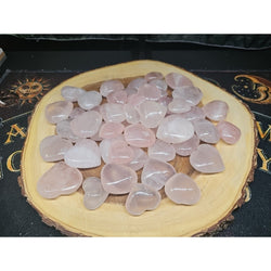 5Pcs Natural Pink Rose Quartz Crystal Heart Carved Palm Stone | Palm Stones & Tumbled Crystals | Wiccan Center