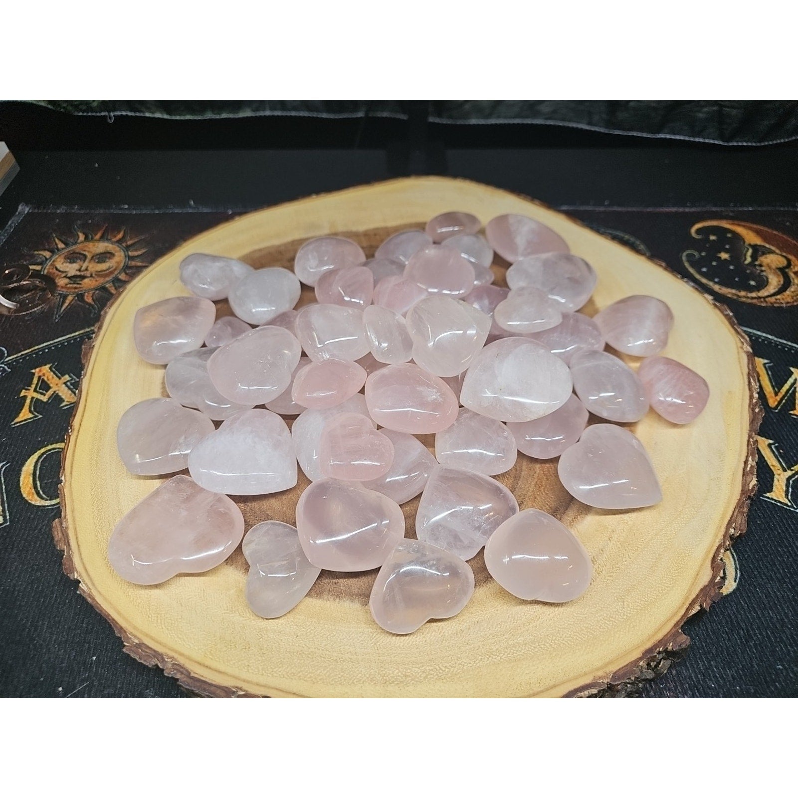 5Pcs Natural Pink Rose Quartz Crystal Heart Carved Palm Stone | Palm Stones & Tumbled Crystals | Wiccan Center