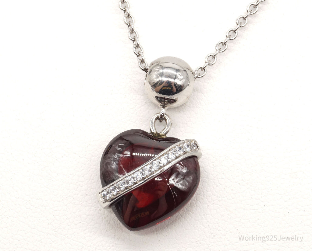 Vintage Designer RP Cubic Zirconia Glass Heart Sterling Silver Necklace | Jewelry > Necklaces > Pendants | Wiccan Center