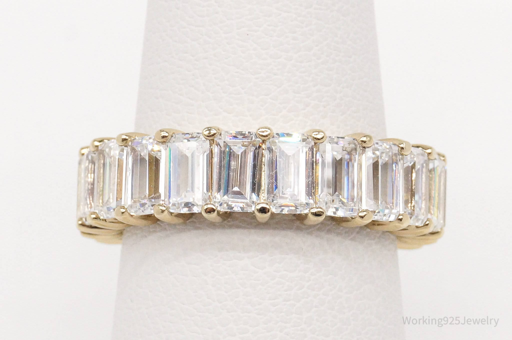 Vintage Cubic Zirconia Gold Vermeil Sterling Silver Band Ring - Size 7 | Jewelry > Rings | Wiccan Center