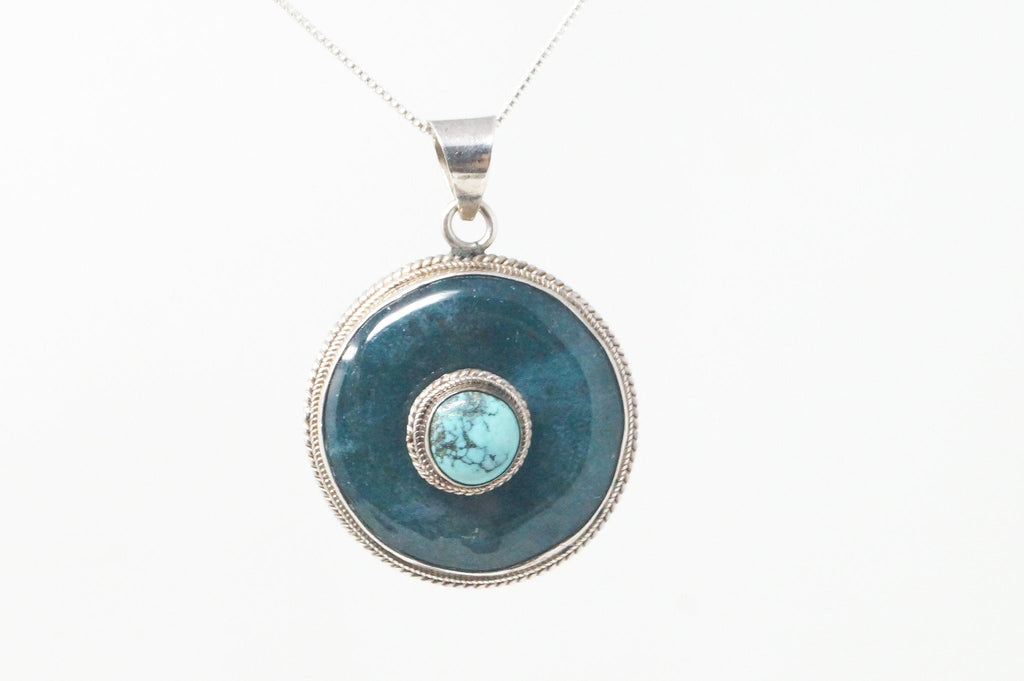 Vintage Southwest Style Turquoise Sterling Silver Necklace Pendant | Jewelry > Necklaces > Pendants | Wiccan Center