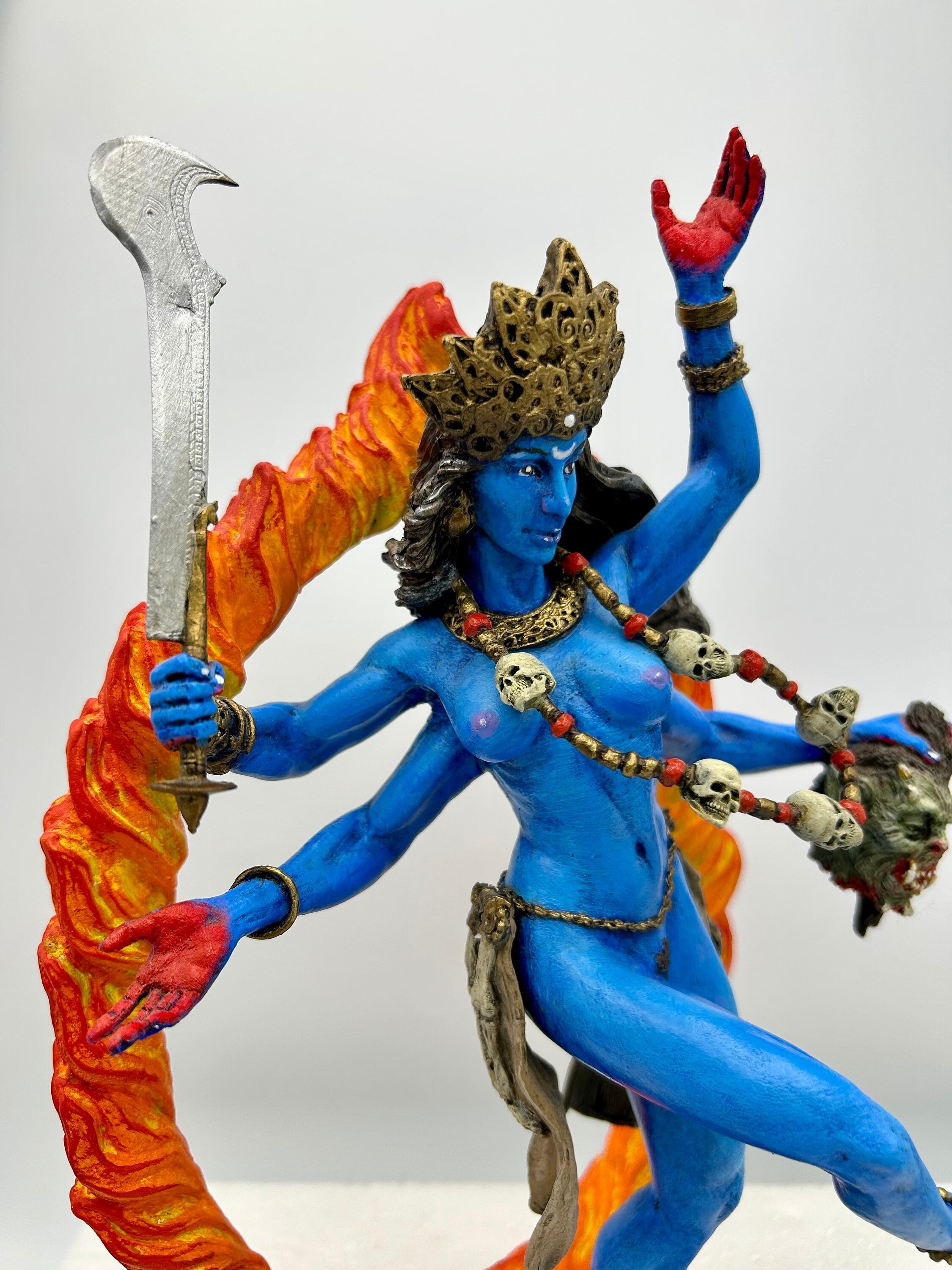 Kali Goddess Statue, Full Color Resin Sculpture |Mythological Figurine |Myths and Legends Hindu Statue |Mythic Altar Statue for Home Decor
