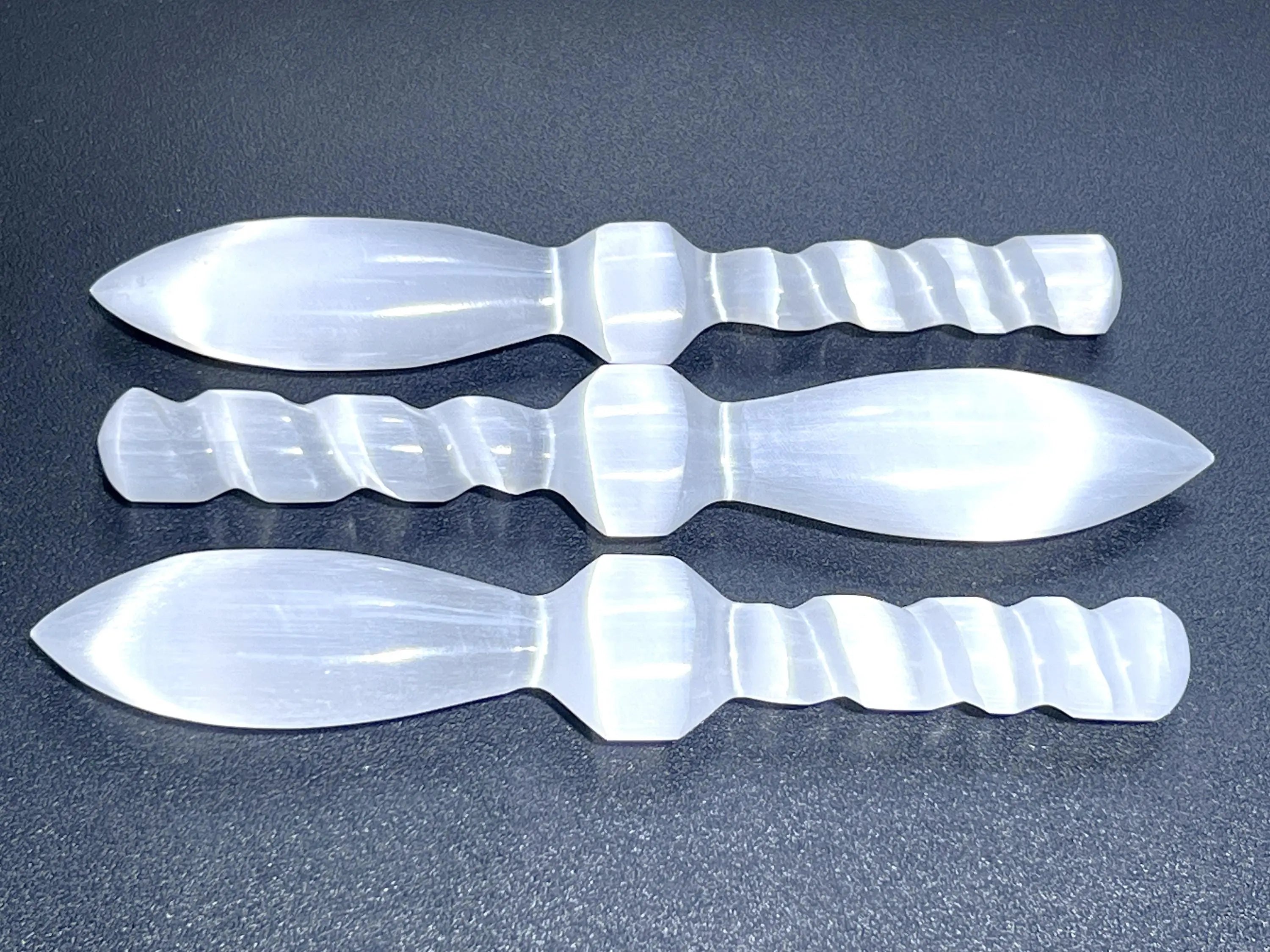 Selenite Crystal Decorative Sword Knife Spiral Point Wand (7-8 Inches) Wholesale Carving | Home & Living > Spirituality & Religion > Reiki & Chakras | Wiccan Center