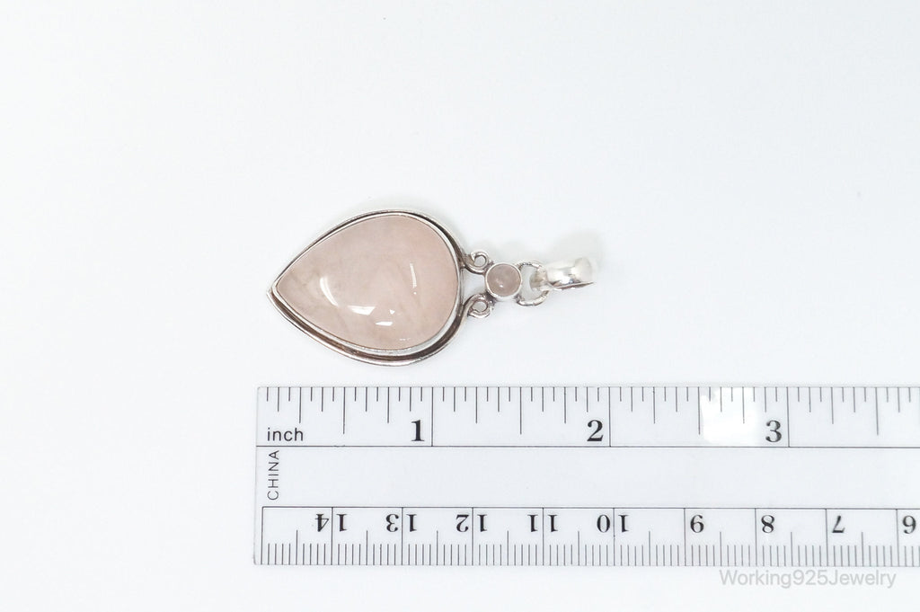 Large Vintage Rose Quartz Sterling Silver Necklace Pendant | Jewelry > Necklaces > Pendants | Wiccan Center