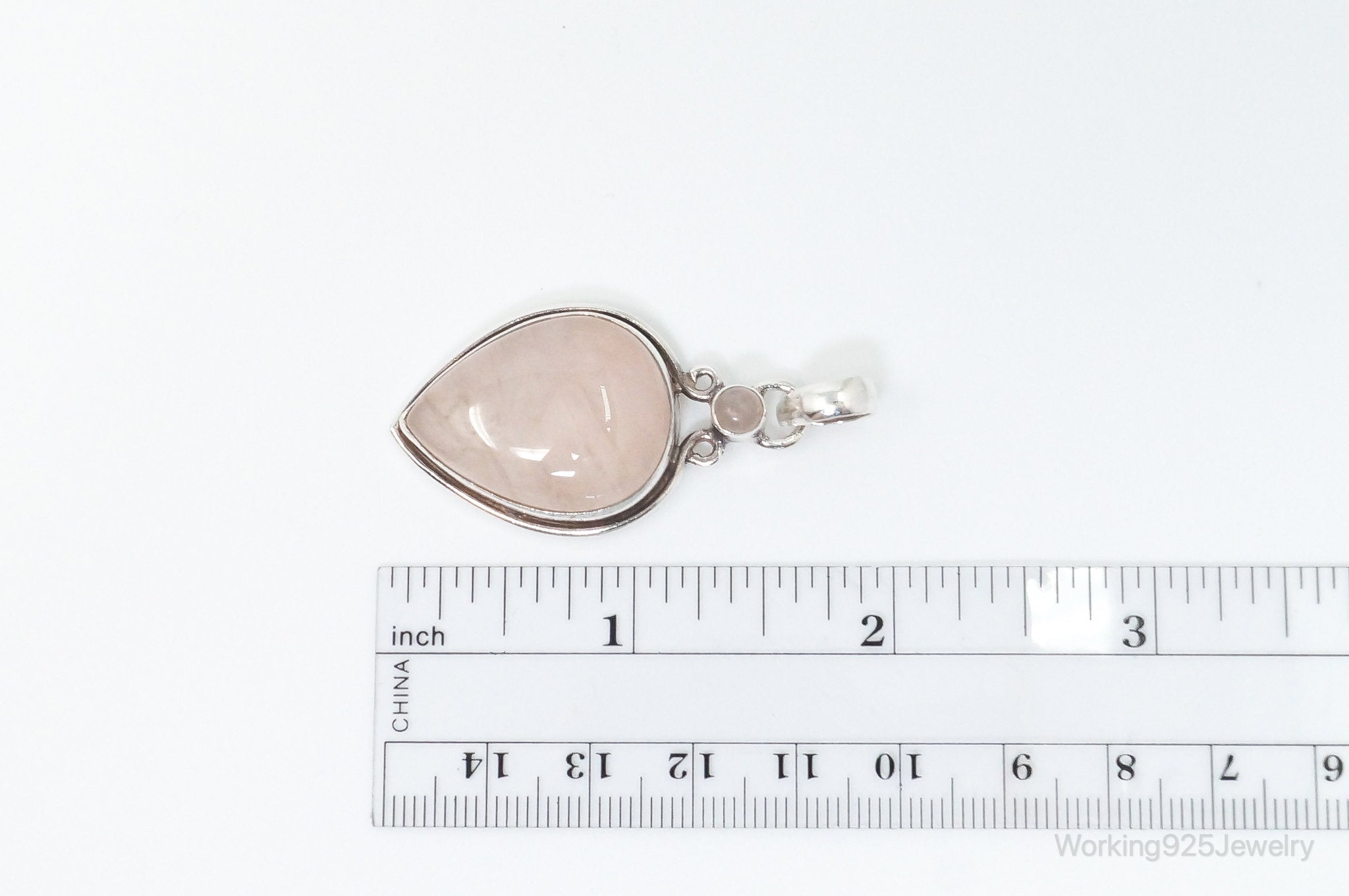 Large Vintage Rose Quartz Sterling Silver Necklace Pendant | Jewelry > Necklaces > Pendants | Wiccan Center