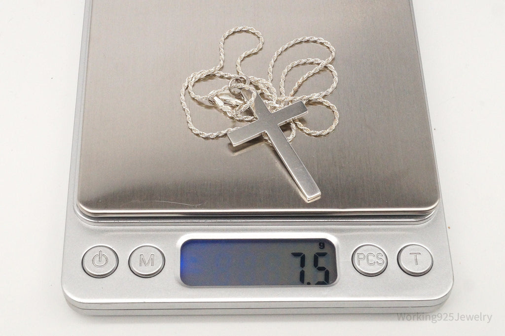 Vintage Large Designer HBF Cross Sterling Silver Necklace | Jewelry > Necklaces > Pendants | Wiccan Center