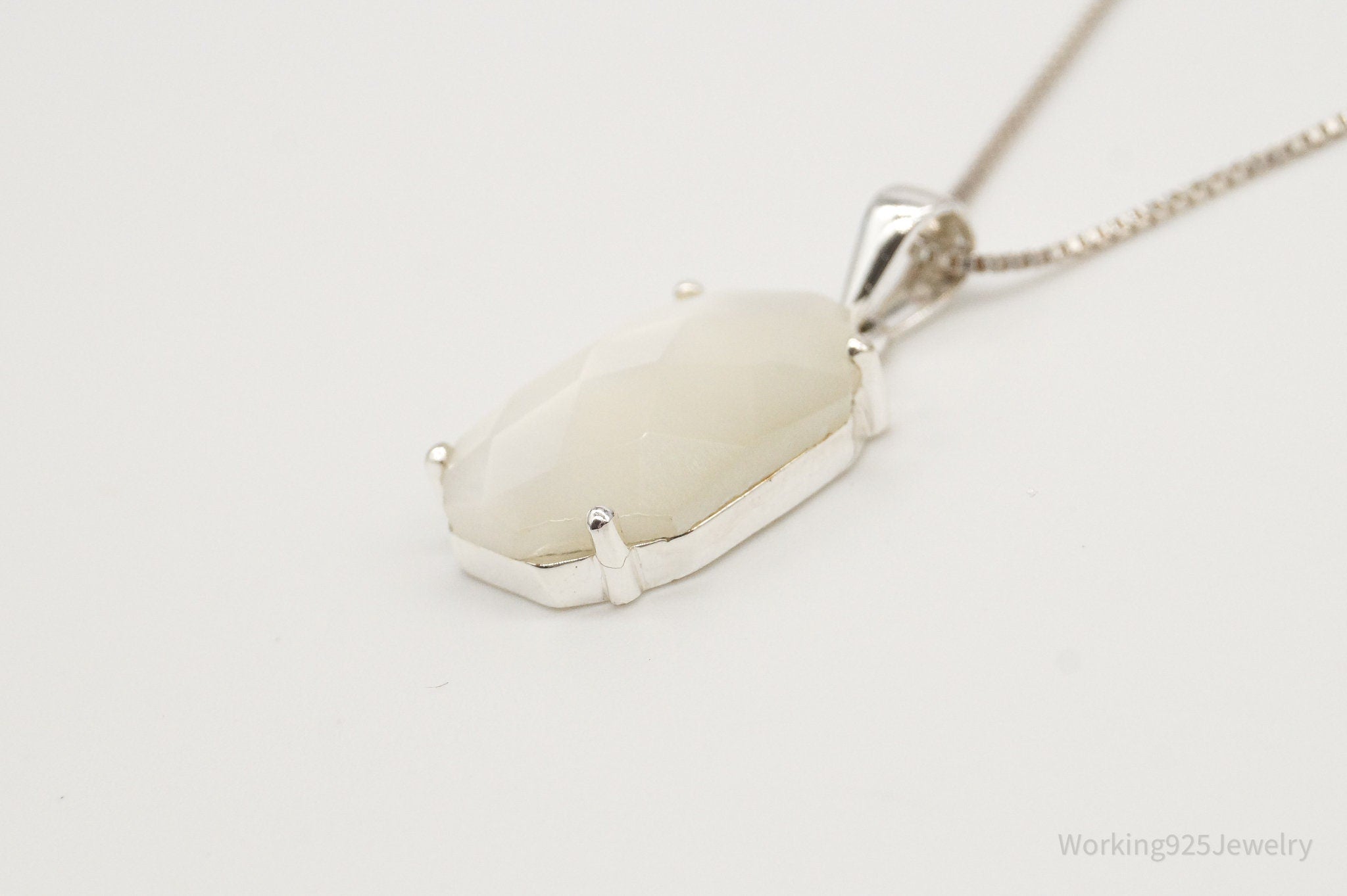 Vintage Art Deco Style Mother of Pearl Sterling Silver Necklace | Jewelry > Necklaces > Pendants | Wiccan Center