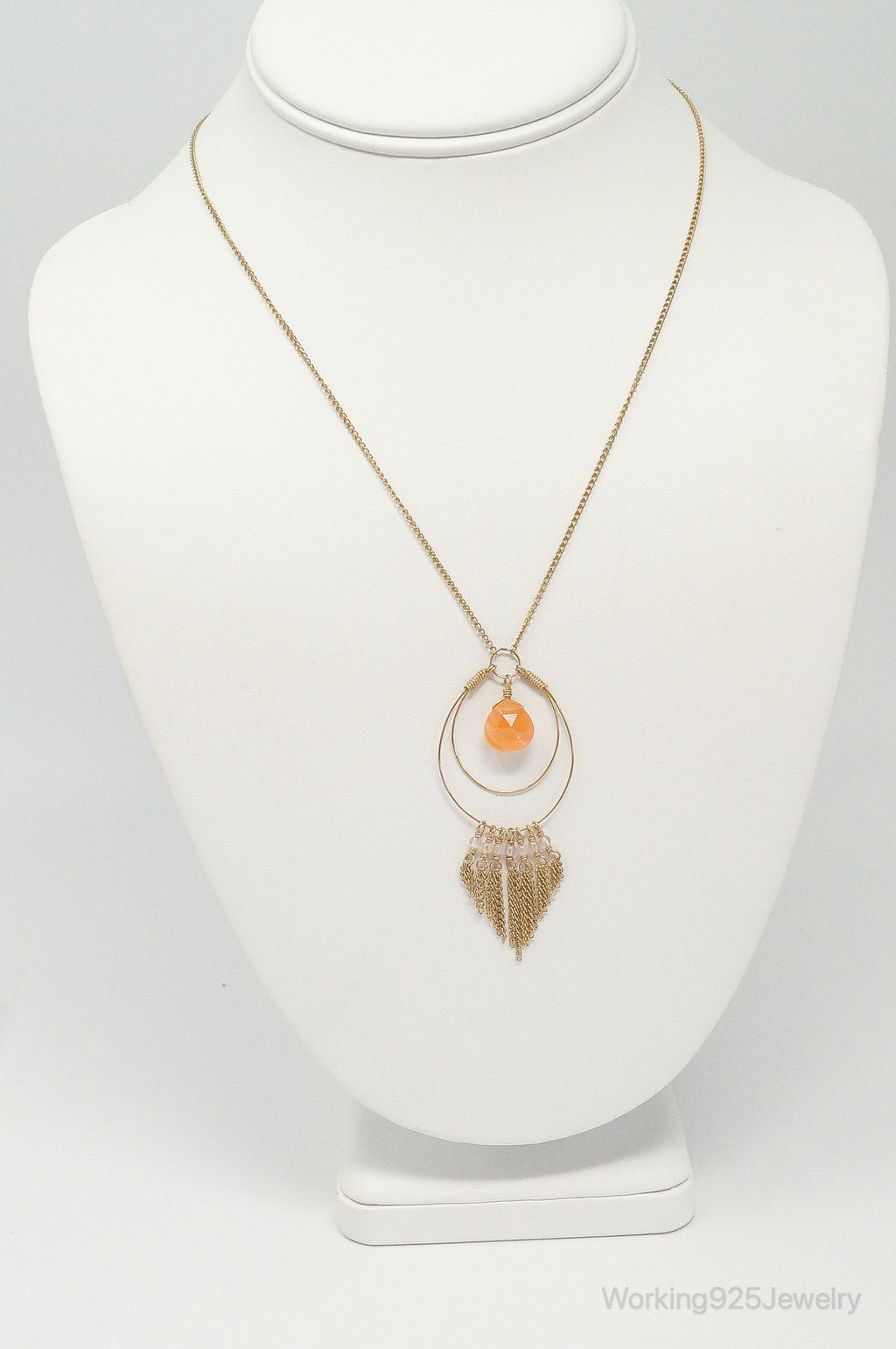 Vintage 14K Gold Filled Orange Agate Sterling Silver Necklace | Jewelry > Necklaces > Pendants | Wiccan Center