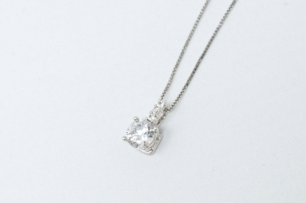 Lovely Large Simulated Diamond Sweetheart Necklace Sterling Silver 16" | Jewelry > Necklaces > Pendants | Wiccan Center