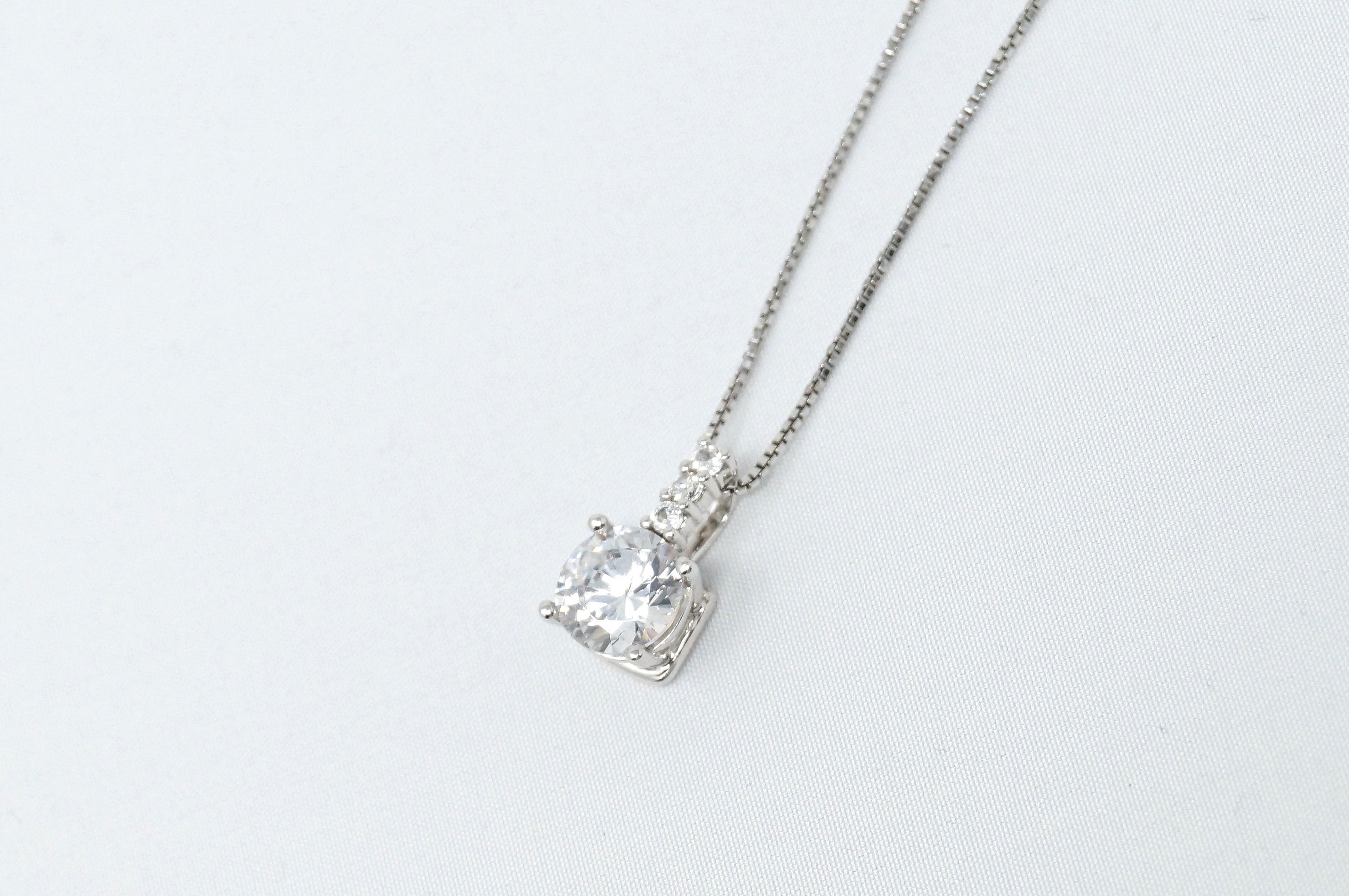 Lovely Large Simulated Diamond Sweetheart Necklace Sterling Silver 16" | Jewelry > Necklaces > Pendants | Wiccan Center