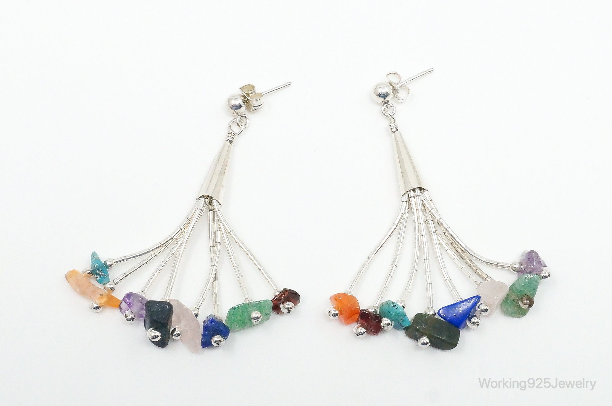 Vintage Designer CJC Multi Gem Sterling Silver Earrings | Jewelry > Earrings | Wiccan Center