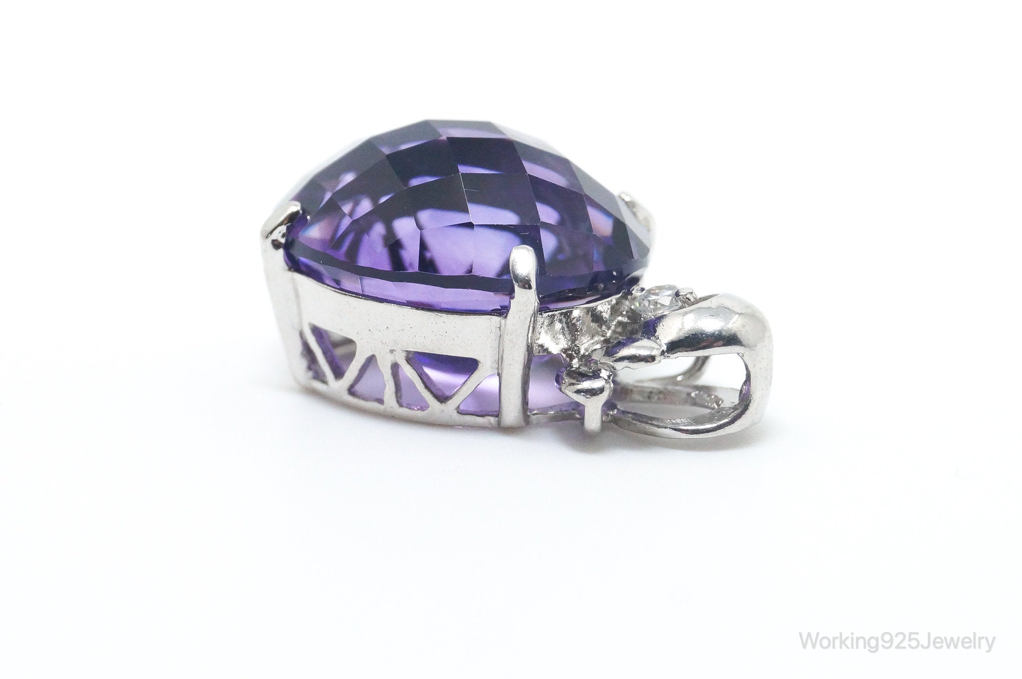 Vintage Amethyst Cubic Zirconia Sterling Silver Necklace Pendant | Jewelry > Necklaces > Pendants | Wiccan Center