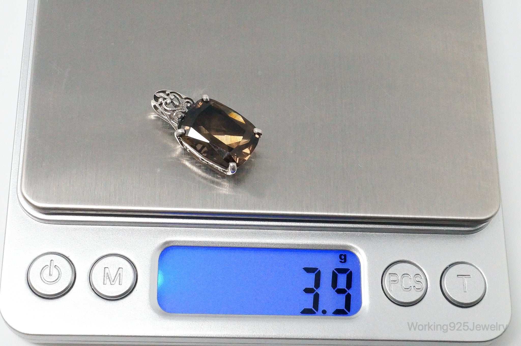 Vintage Designer CNA Large Smoky Topaz Sterling Silver Pendant | Jewelry > Necklaces > Pendants | Wiccan Center
