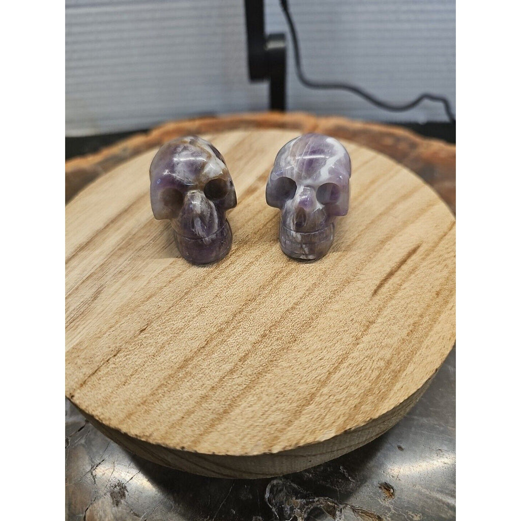 Dream Amethyst Crystal Skull Pair — 93g, Polished Display Pieces | CrystalCloud Company | Crystal Carvings & Skulls | Wiccan Center