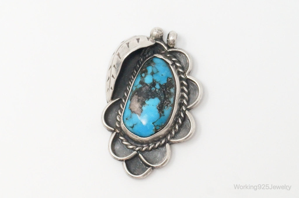 Large Vintage Native American Unsigned Turquoise Sterling Silver Pendant | Jewelry > Necklaces > Pendants | Wiccan Center