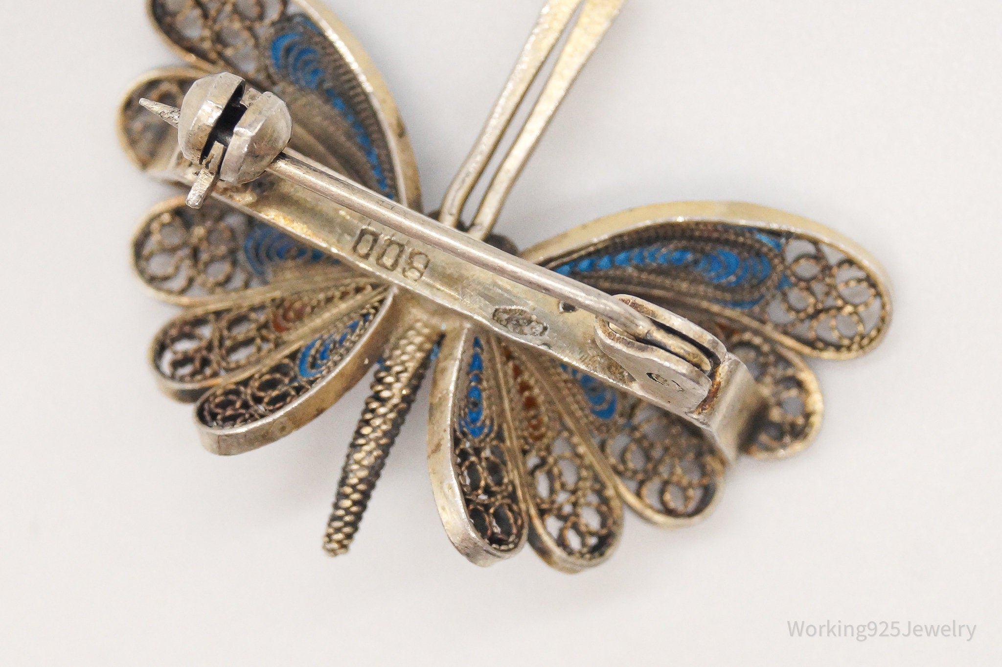 Vintage Butterfly Enamel Gold Wash 800 Silver Filigree Pin Brooch | Jewelry > Brooches, Pins & Clips | Wiccan Center