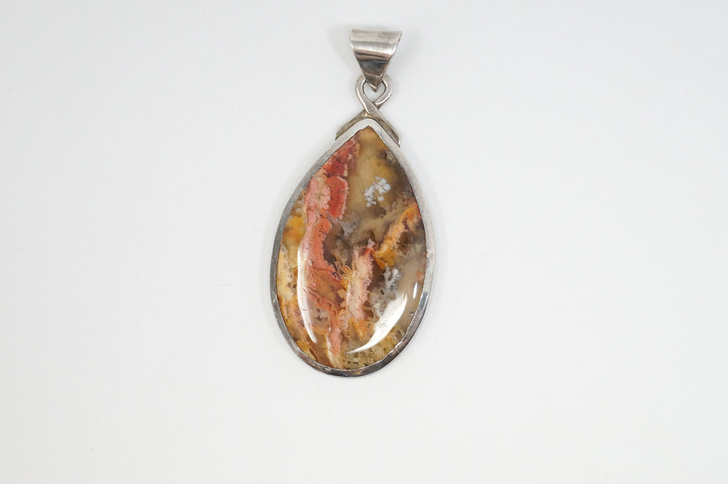 Vintage Plume Agate Sterling Silver Necklace Pendant | Jewelry > Necklaces > Pendants | Wiccan Center