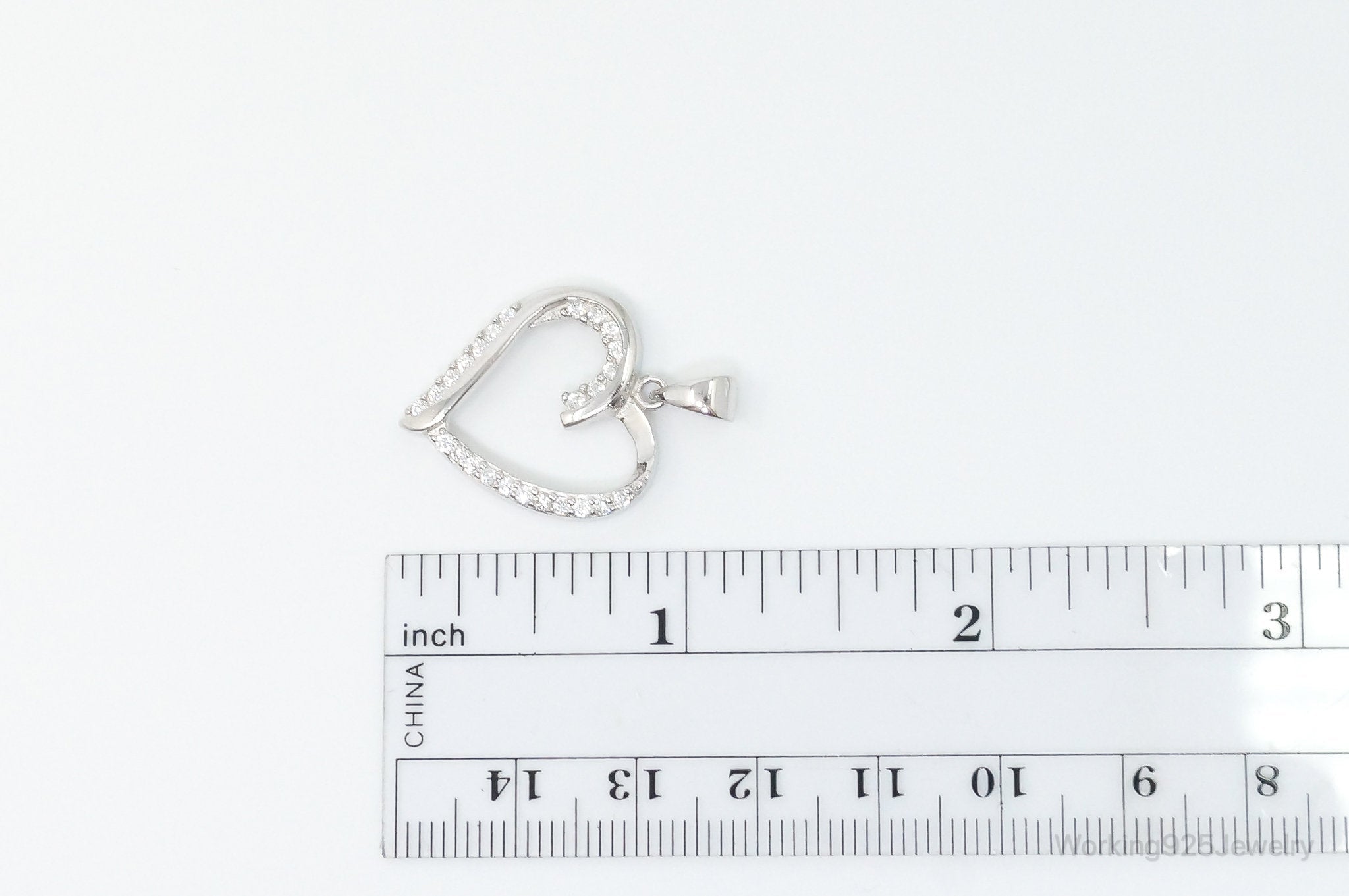 Vintage Open Heart Cubic Zirconia Accented Sterling Silver Pendant | Jewelry > Necklaces > Pendants | Wiccan Center