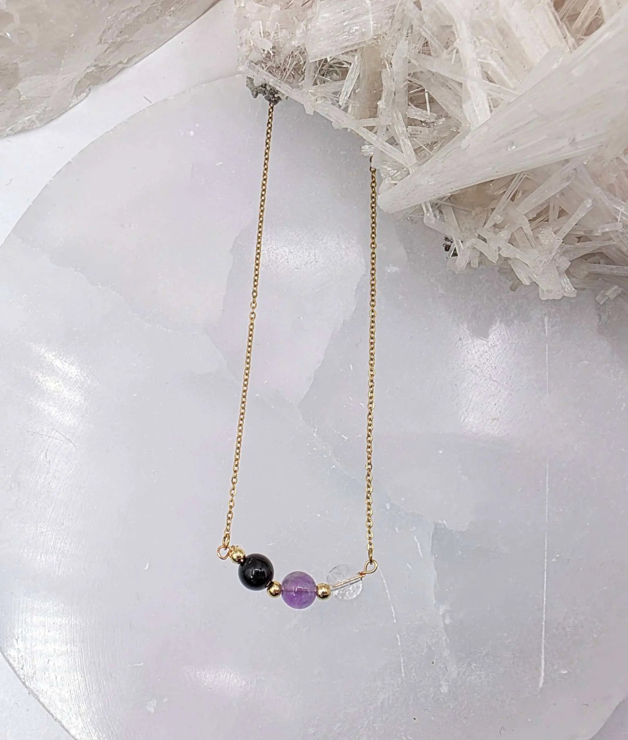 SACRED SPACE -Clear Quartz, Amethyst, Black Onyx Jewelry Set | Jewelry Set | Wiccan Center
