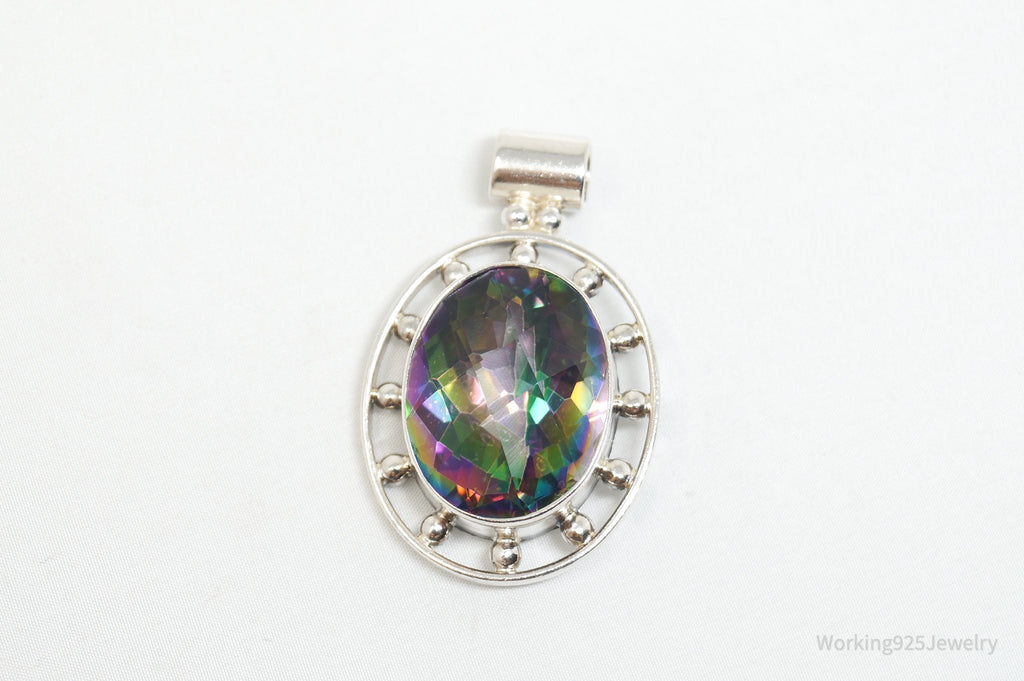 Vintage Large Mystic Topaz Sterling Silver Necklace Pendant | Jewelry > Necklaces > Pendants | Wiccan Center