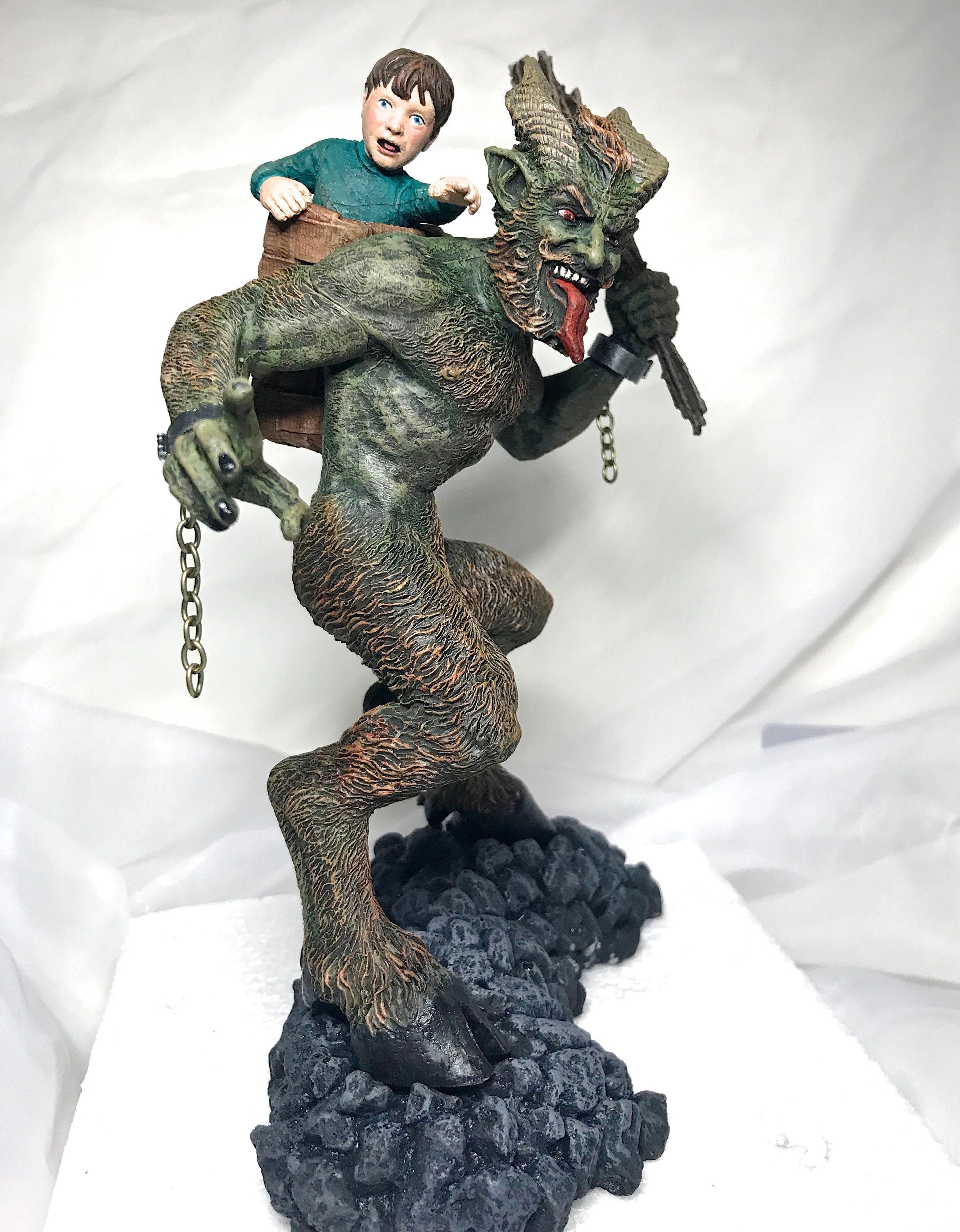 Krampus I Statue, Hand Painted Resin Sculpture, Full Color | Mythical Creature Figurine | Dark Christmas Demon, Gothic Folklore Decor