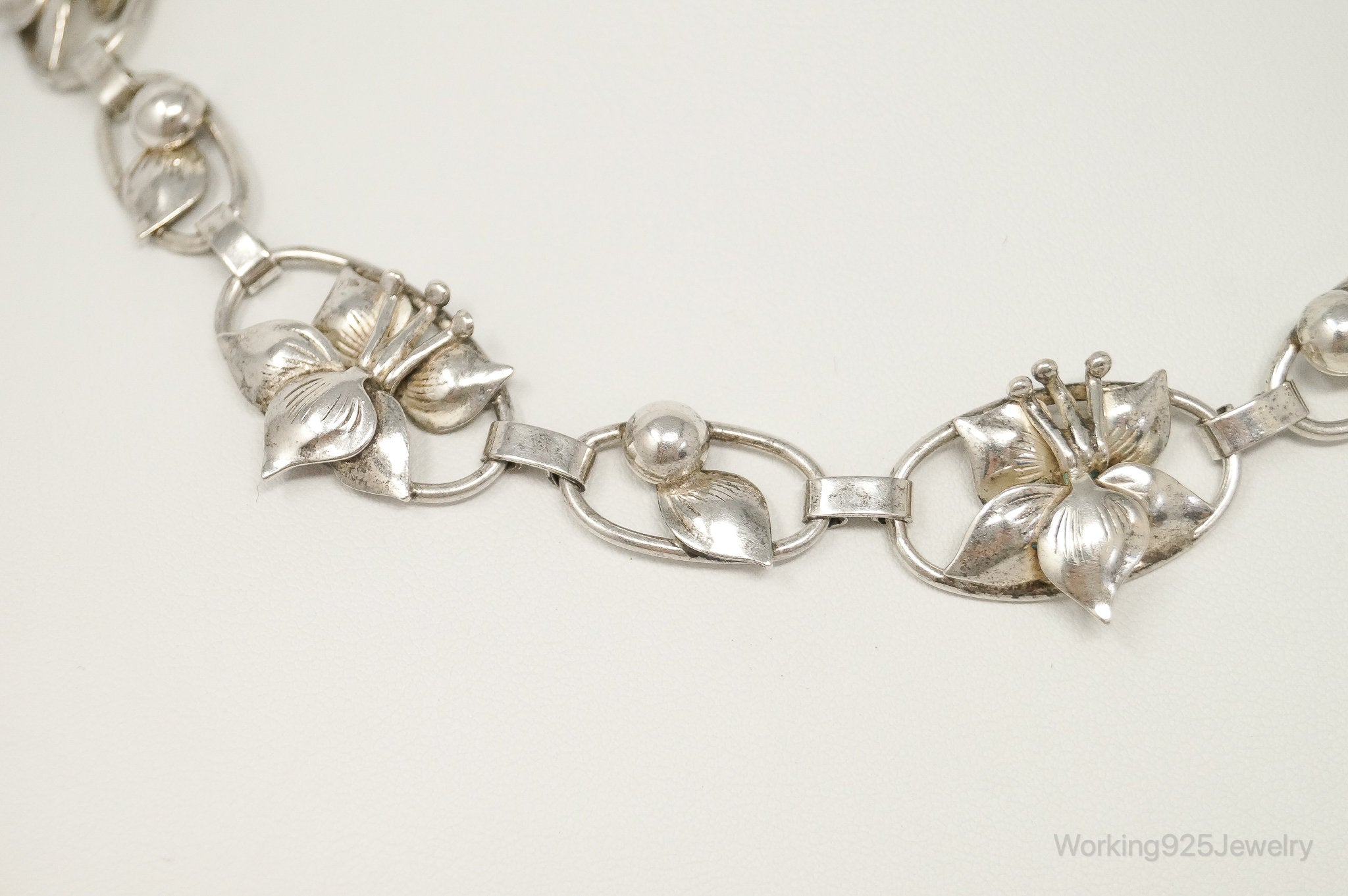 Lang Antiques Floral Link Sterling Silver Necklace | Jewelry > Necklaces > Pendants | Wiccan Center