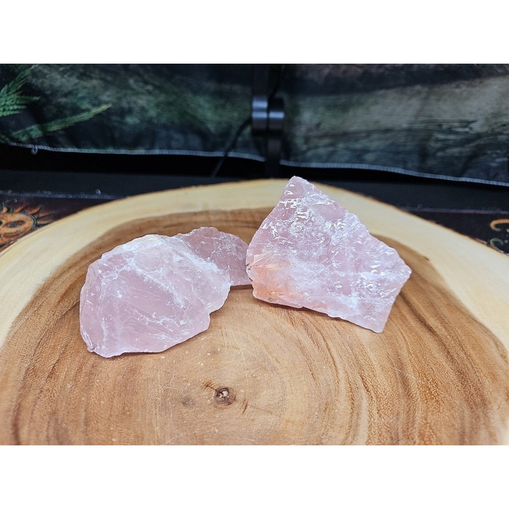 1 Pair Rose Wuartz Raw Chunk 1lb | Mineral Specimens | Wiccan Center