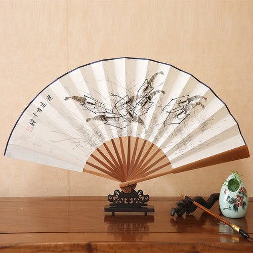 1Pcs Chinese Style Retro Folding Silk Fan Decorative Men Pocket Bamboo Handle Hand Held Fan Party Favors Home Decoration Crafts | Fans | Wiccan Center