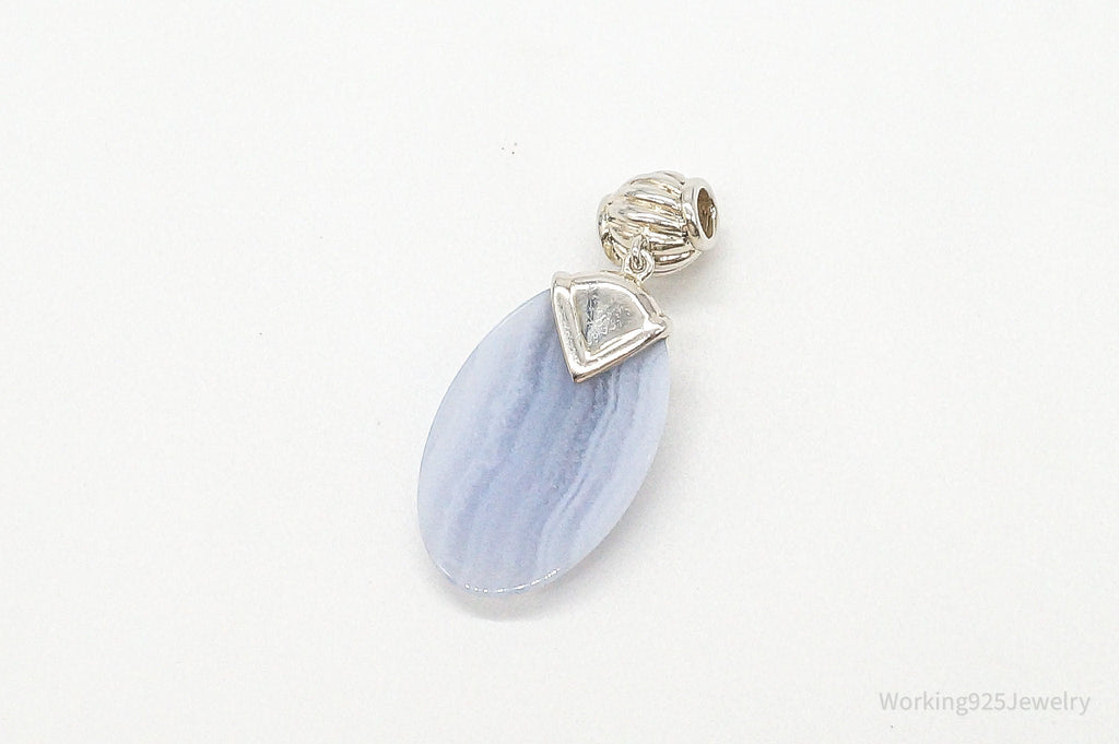 Large Vintage Blue Lace Agate Sterling Silver Pendant | Jewelry > Necklaces > Pendants | Wiccan Center