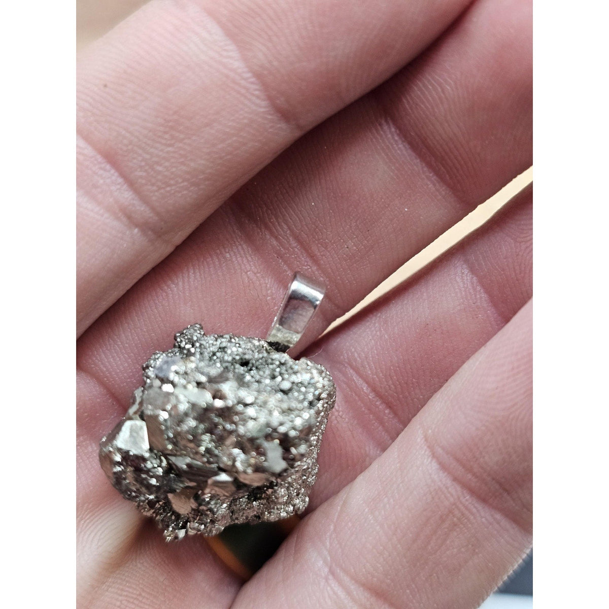 Golden Pyrite Pendant w/silver Chain
