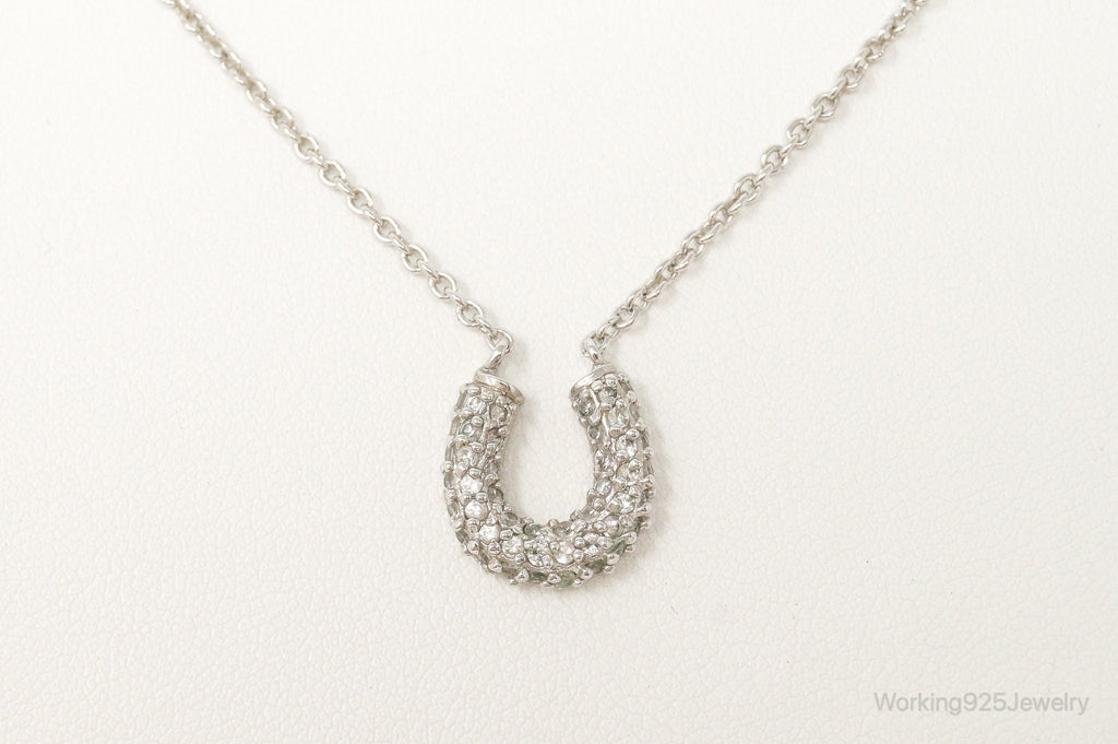 Horse Shoe Cubic Zirconia Sterling Silver Necklace | Jewelry > Necklaces > Pendants | Wiccan Center