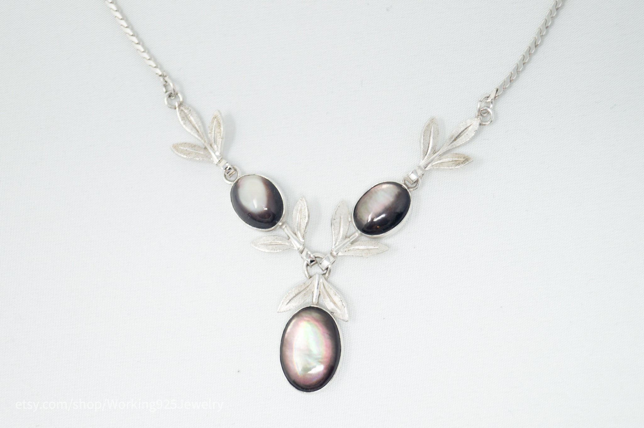 Vintage Designer Van Dell Black MOP Sterling Silver Necklace | Jewelry > Necklaces | Wiccan Center