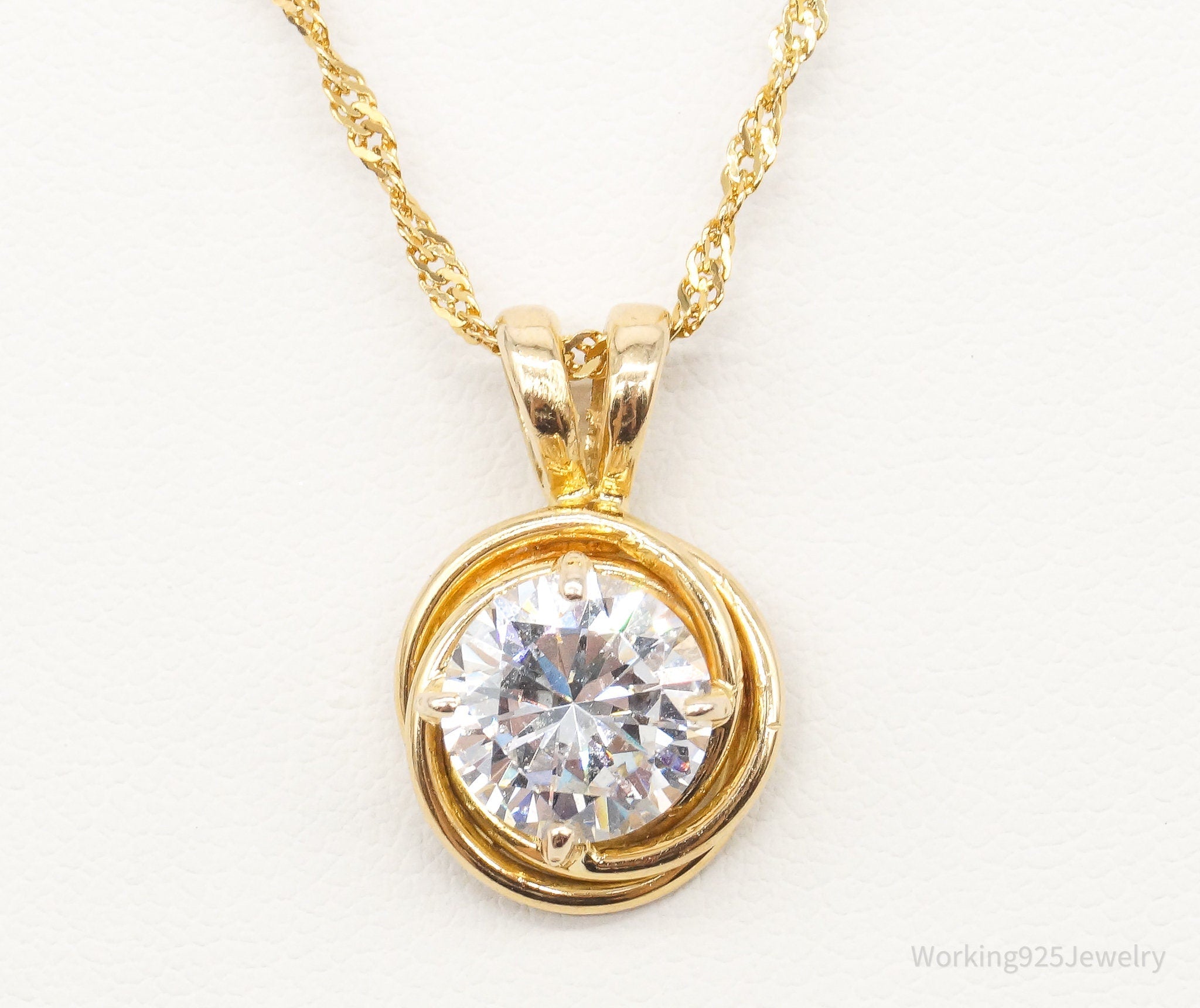 Vintage Gold Vermeil Cubic Zirconia Sterling Silver Necklace | Jewelry > Necklaces > Pendants | Wiccan Center