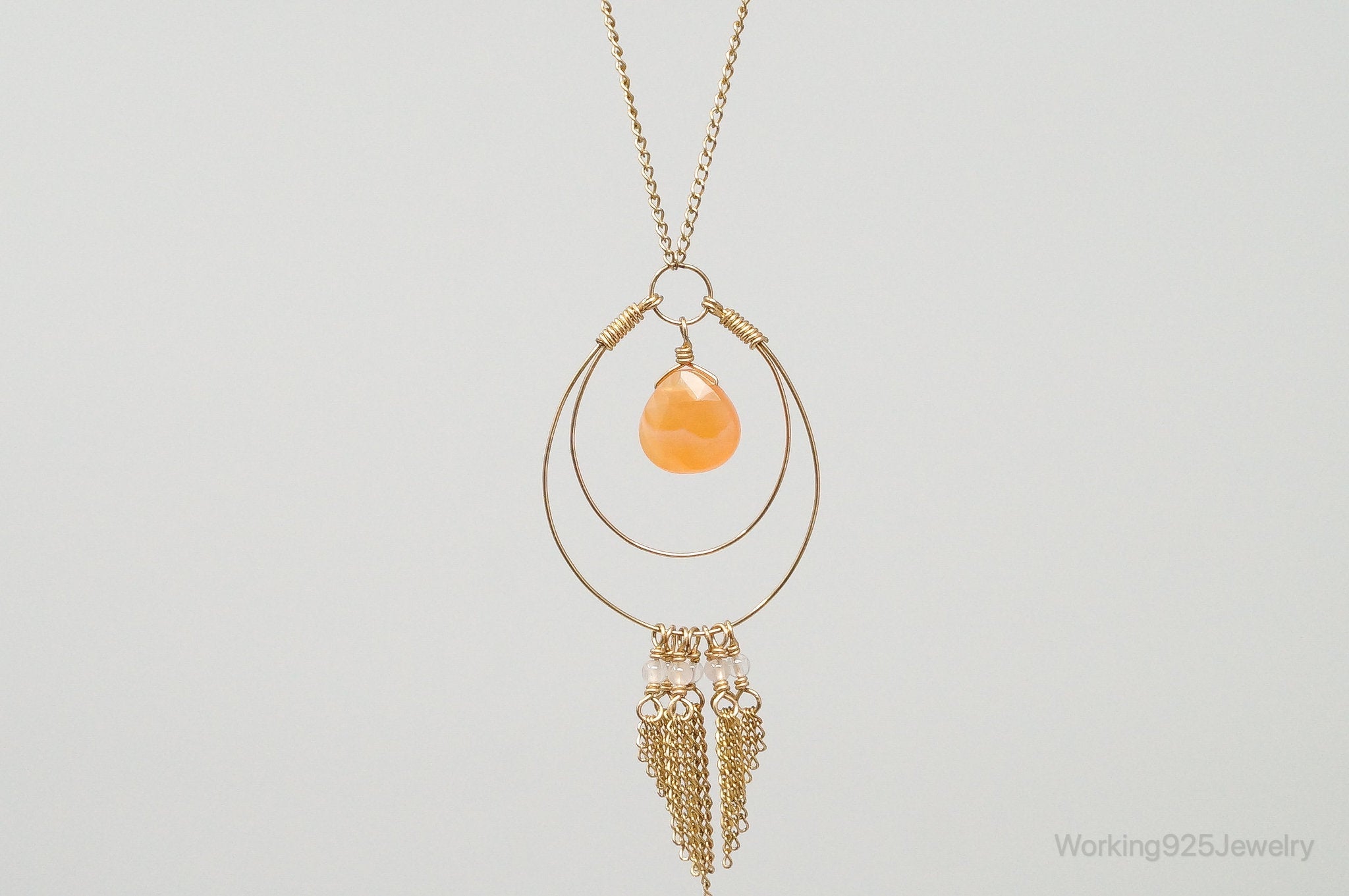 Vintage 14K Gold Filled Orange Agate Sterling Silver Necklace | Jewelry > Necklaces > Pendants | Wiccan Center