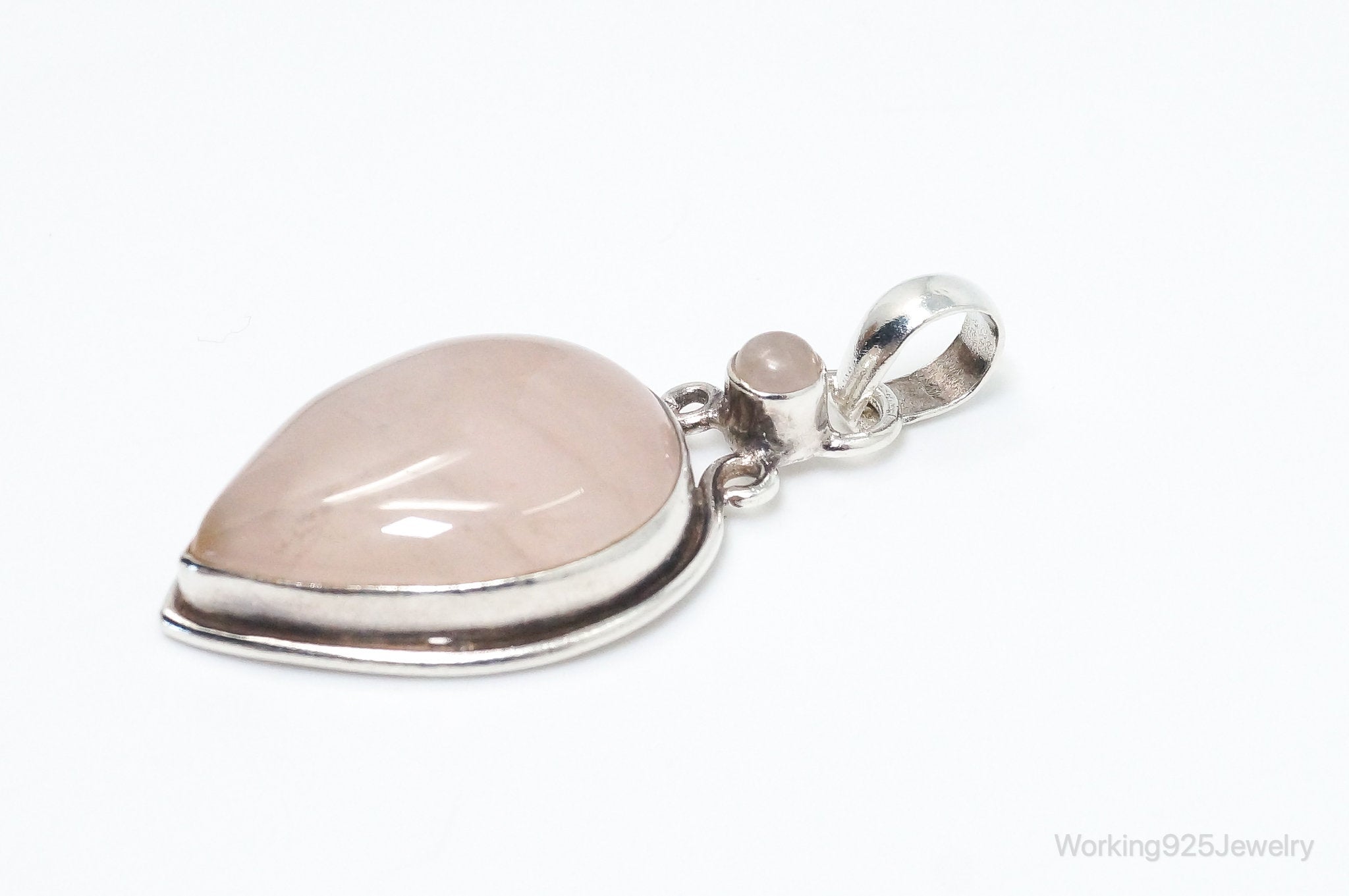 Large Vintage Rose Quartz Sterling Silver Necklace Pendant | Jewelry > Necklaces > Pendants | Wiccan Center