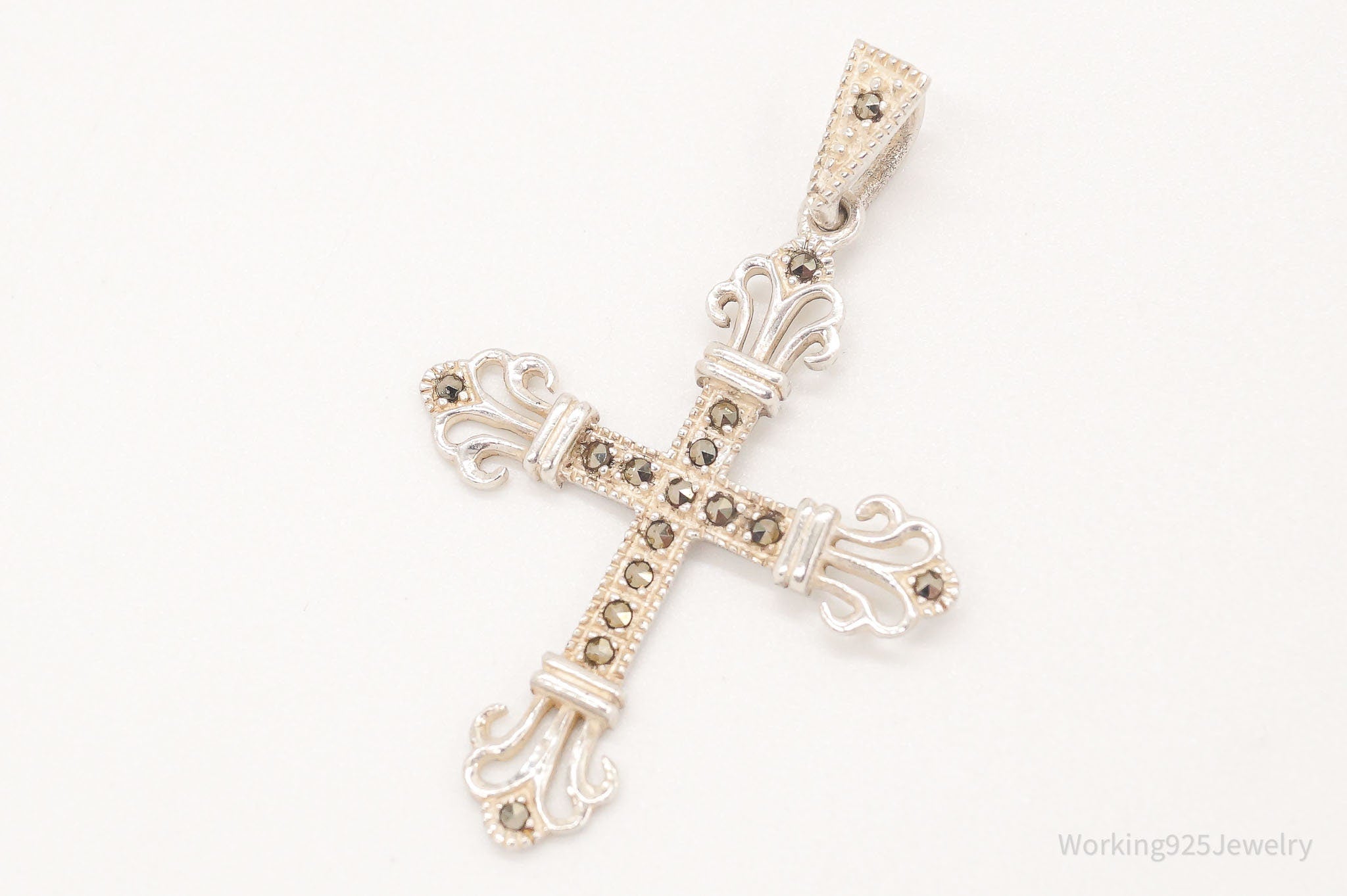Vintage Marcasite Cross Sterling Silver Necklace Pendant | Jewelry > Necklaces > Pendants | Wiccan Center