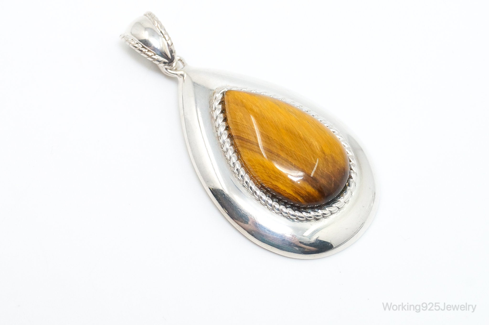 Vintage Large Tigers Eye Southwestern Style Sterling Silver Pendant | Jewelry > Necklaces > Pendants | Wiccan Center