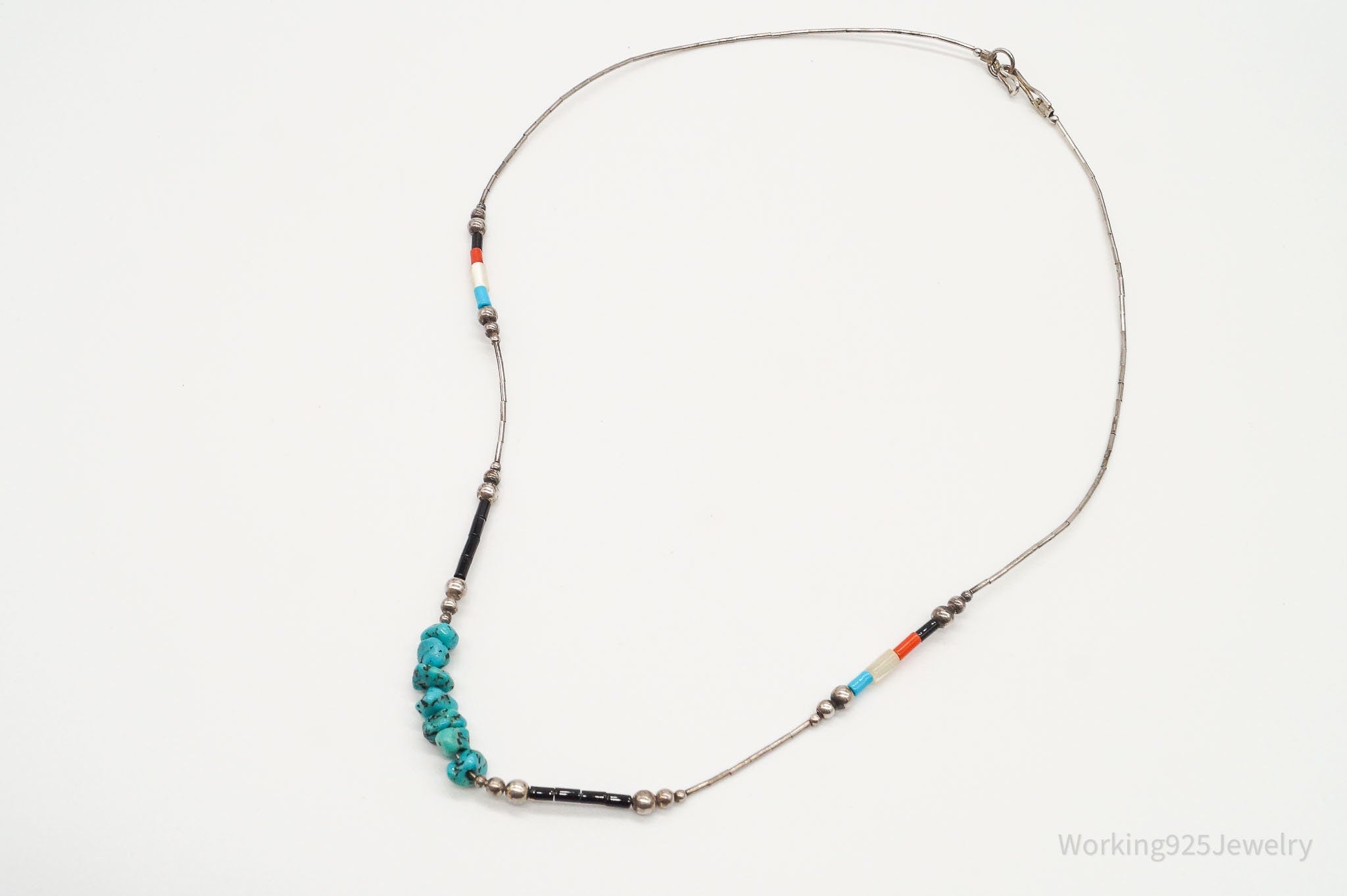 Vintage Native American Multi Gemstone Bead Silver Necklace | Jewelry > Necklaces | Wiccan Center