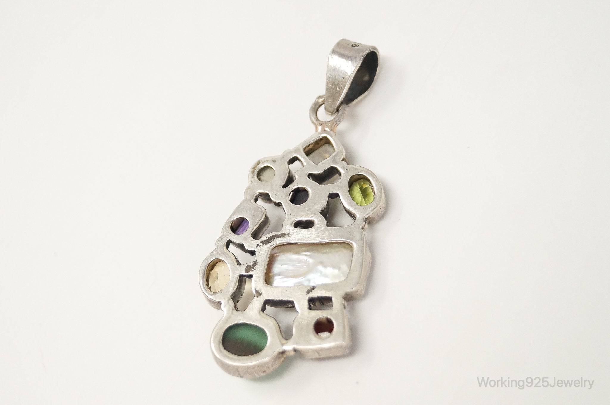 Vintage Multi Gem Sterling Silver Necklace Pendant | Jewelry > Necklaces > Pendants | Wiccan Center