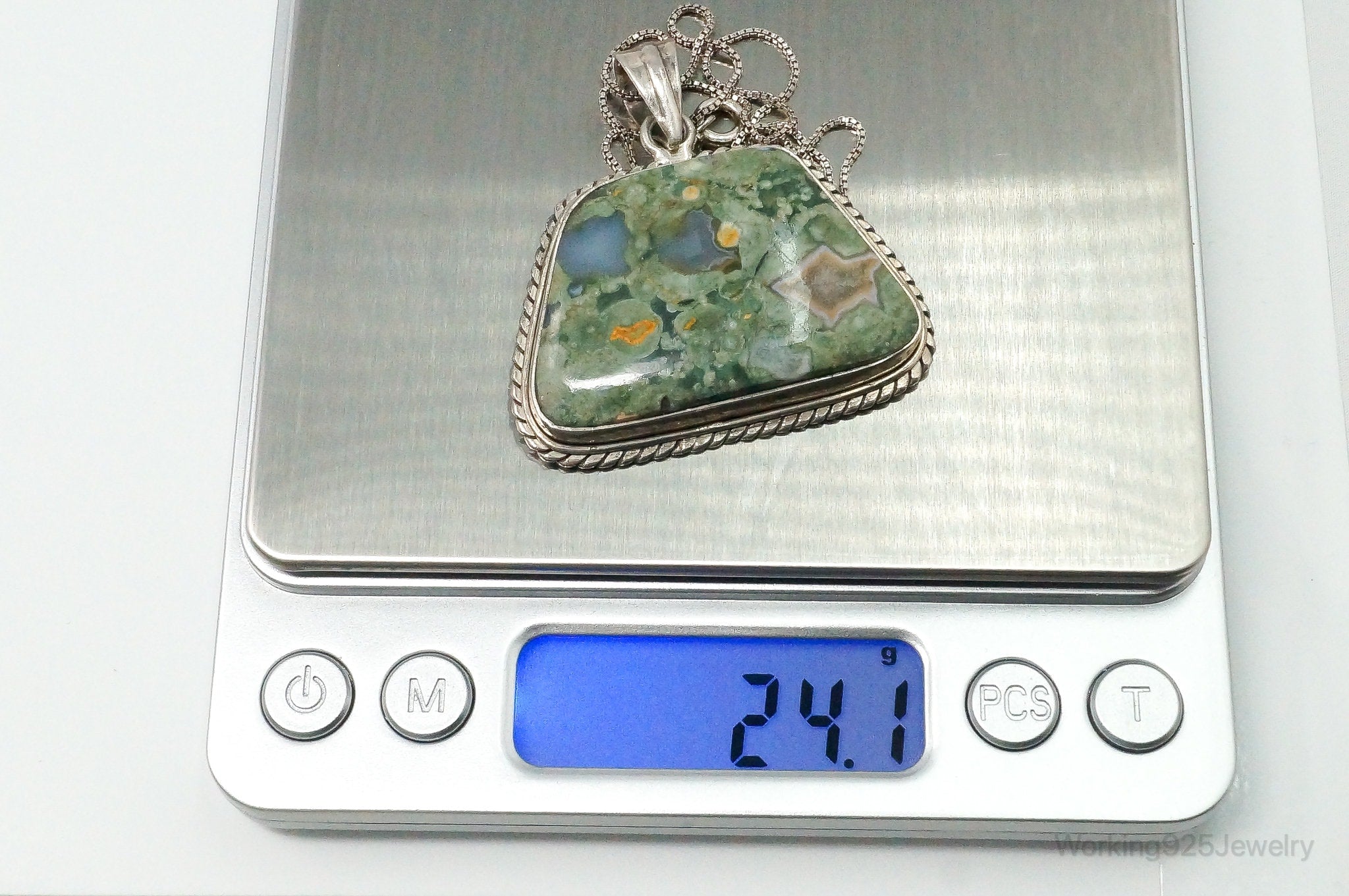 Vintage Large Crazy Lace Agate Sterling Silver Necklace | Jewelry > Necklaces > Pendants | Wiccan Center