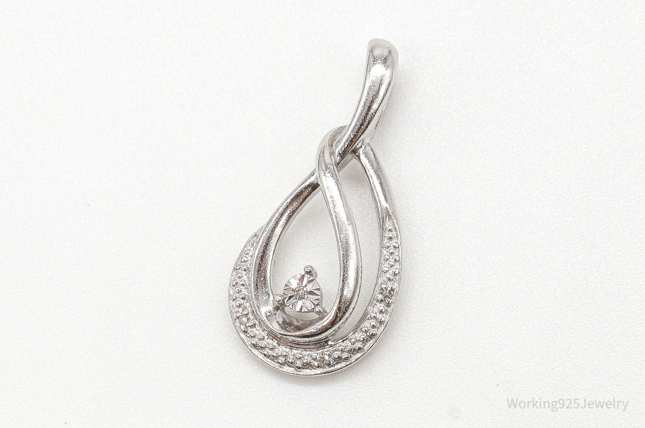 Vintage Designer 4 Diamond Sterling Silver Pendant | Jewelry > Necklaces > Pendants | Wiccan Center