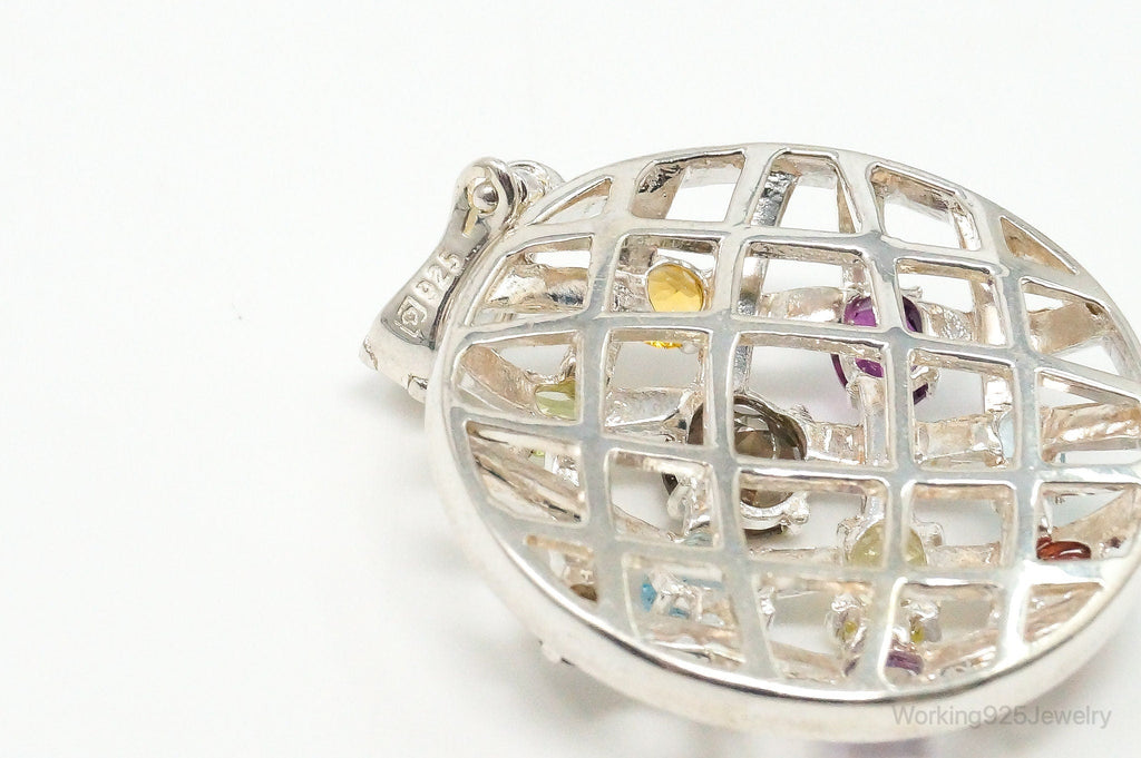 Vintage Multi Gemstone Sterling Silver Necklace Pendant | Jewelry > Necklaces > Pendants | Wiccan Center